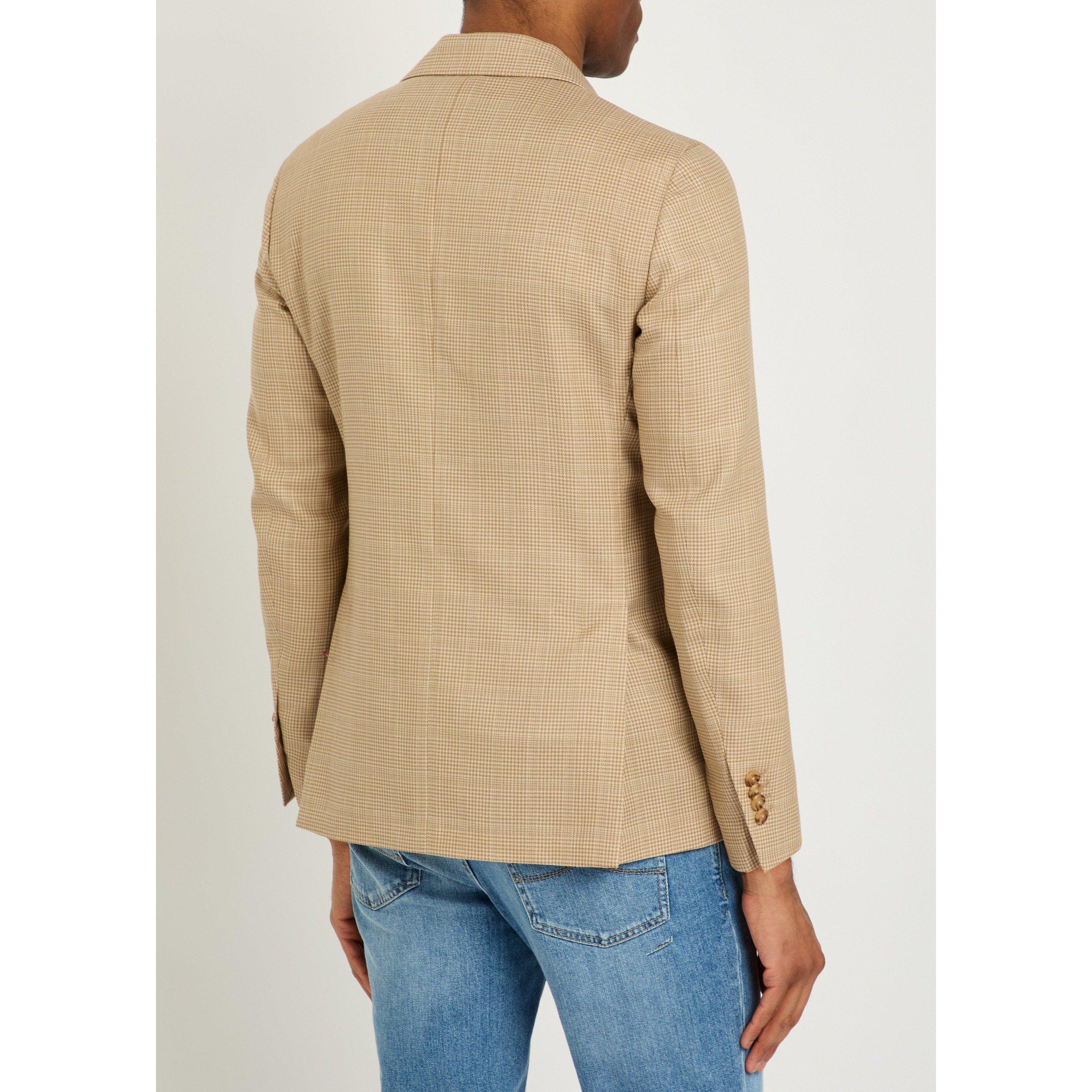 TAN - Lardini - Men's Houndstooth Wool Blazer - 3
