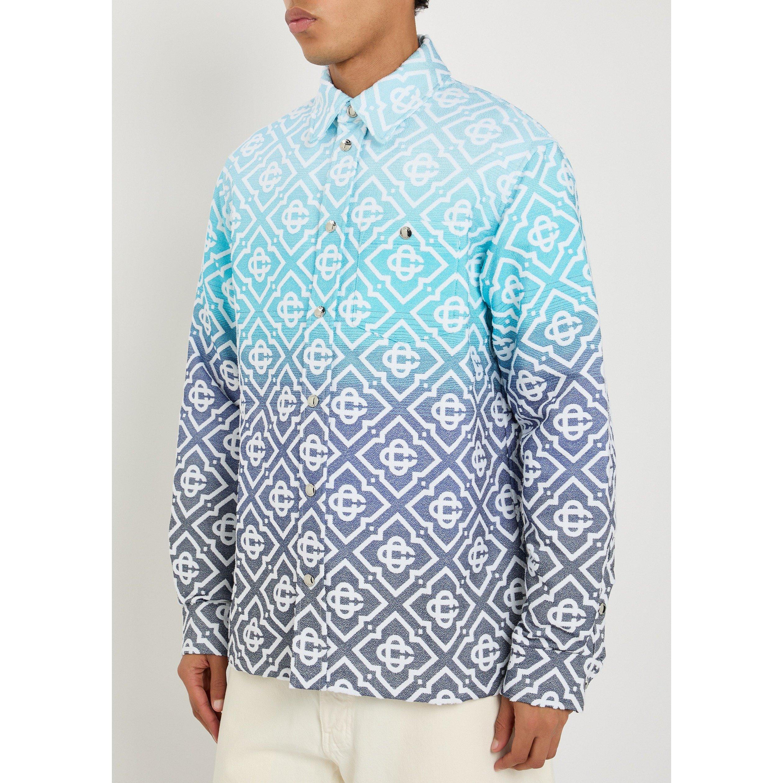 BLUE - Casablanca - Men's Cotton Monogram Oversized-Fit Overshirt - 2