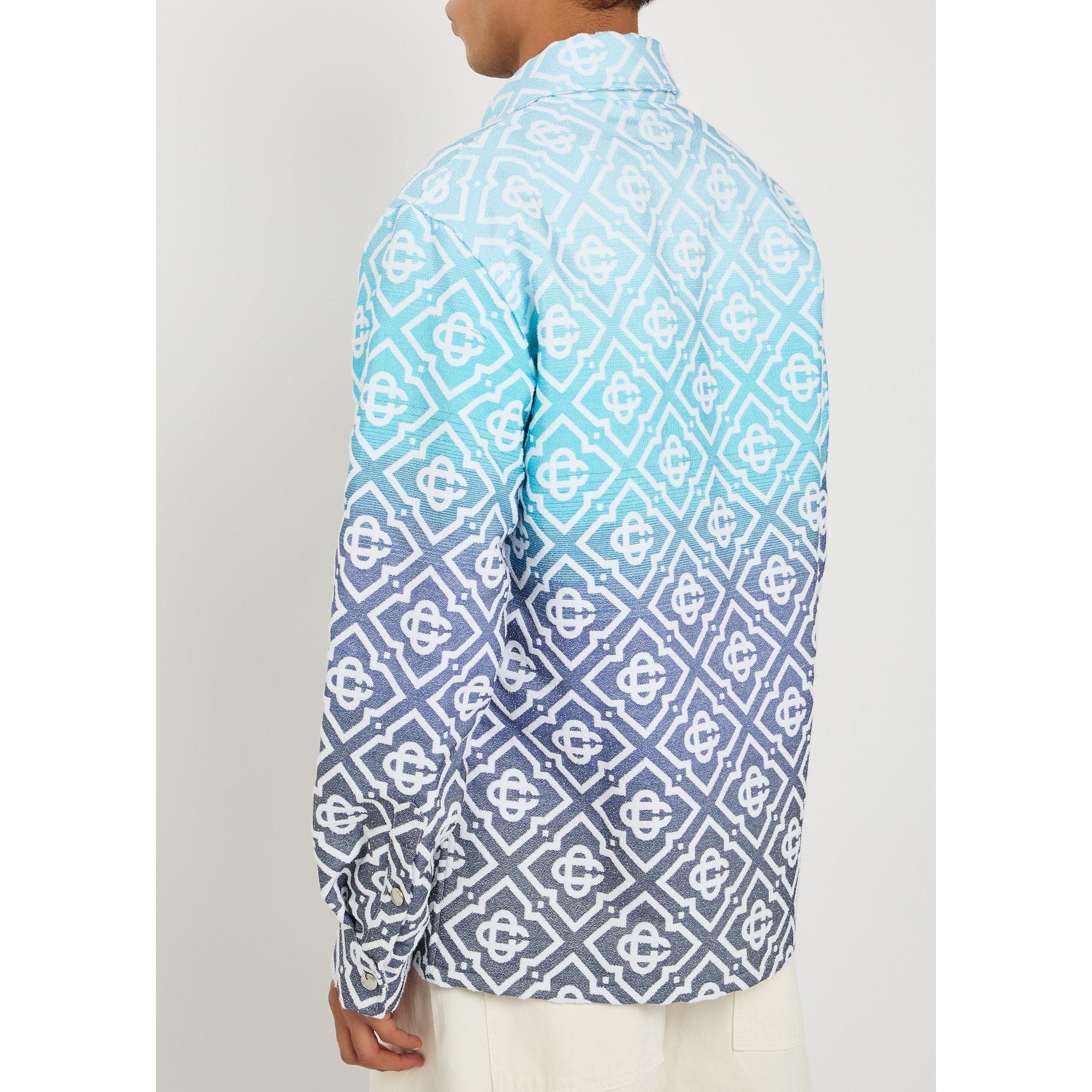 BLUE - Casablanca - Men's Cotton Monogram Oversized-Fit Overshirt - 3