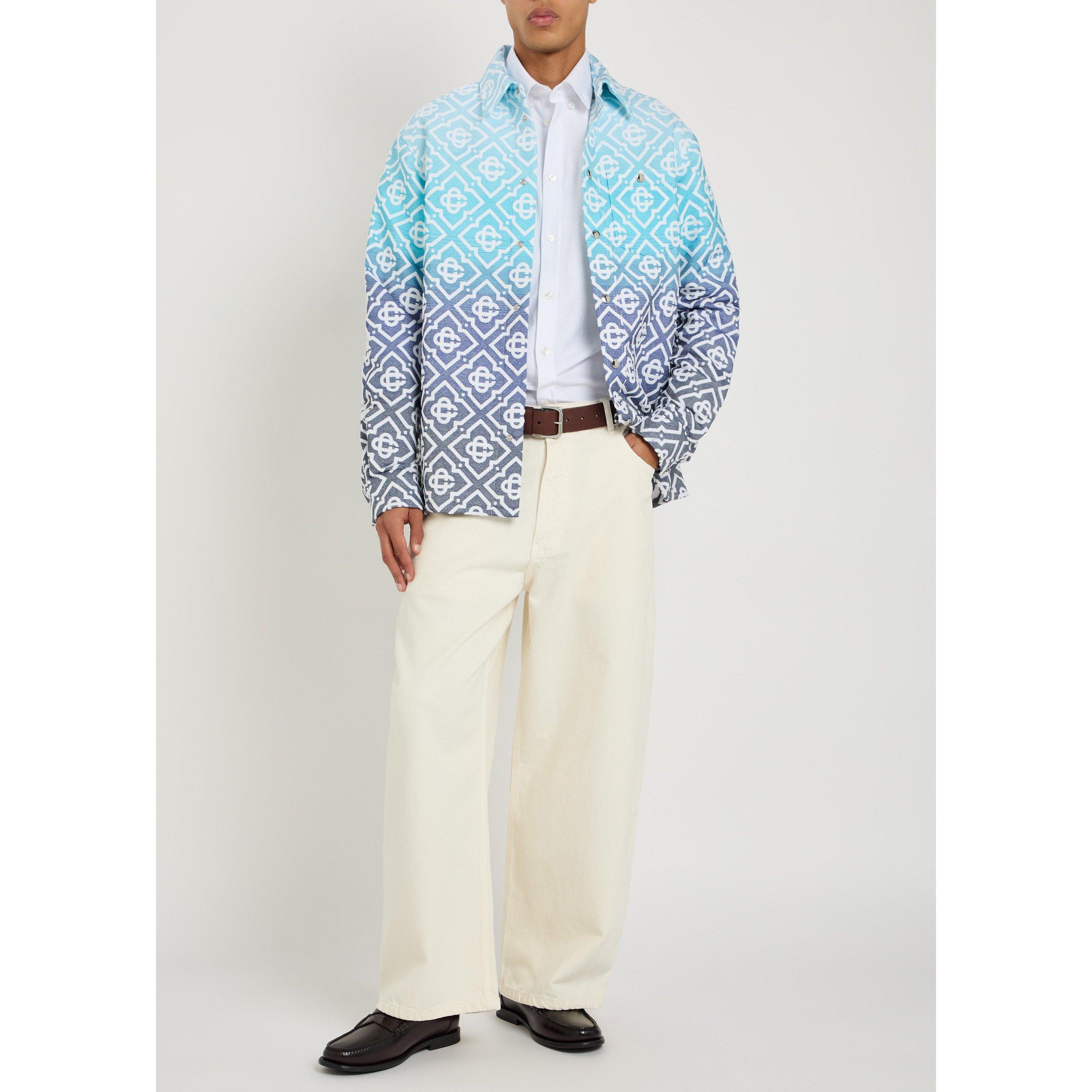 BLUE - Casablanca - Men's Cotton Monogram Oversized-Fit Overshirt - 5