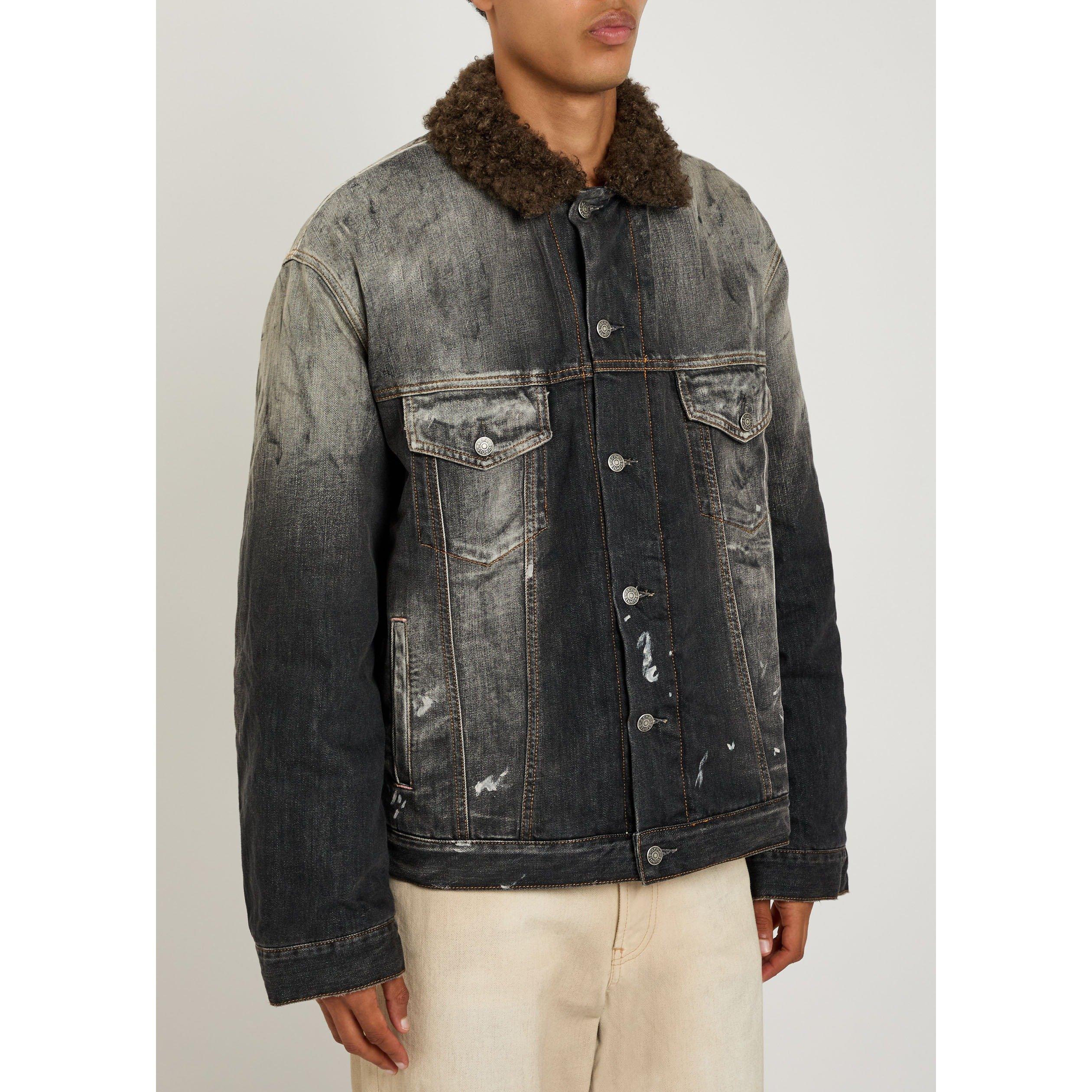 BLACK - Acne Studios - Men's Shearling Collar Denim Jacket - 2