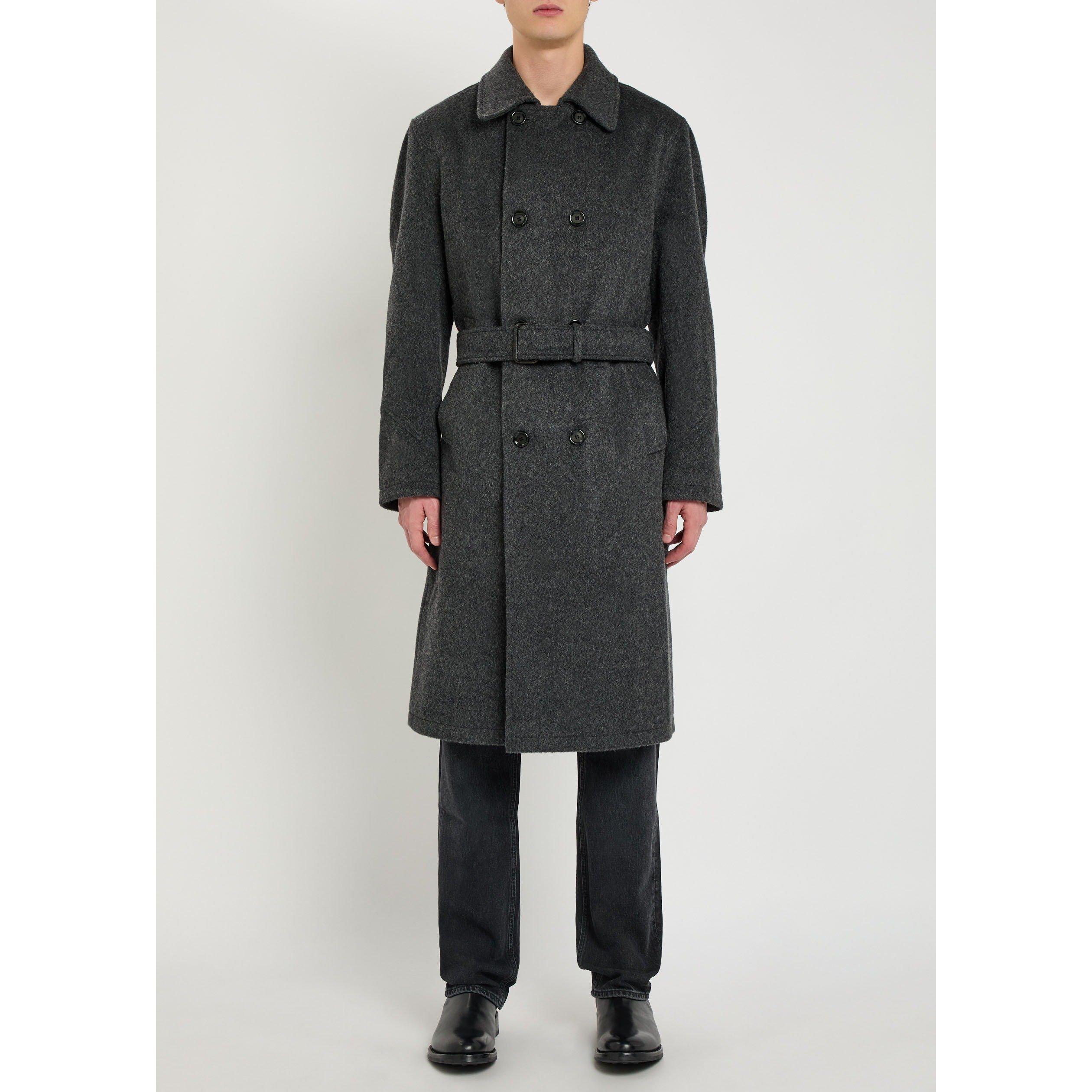 CHARCOAL - Oliver Spencer - Men's Double-Breasted Long Wool Overcoat - 2