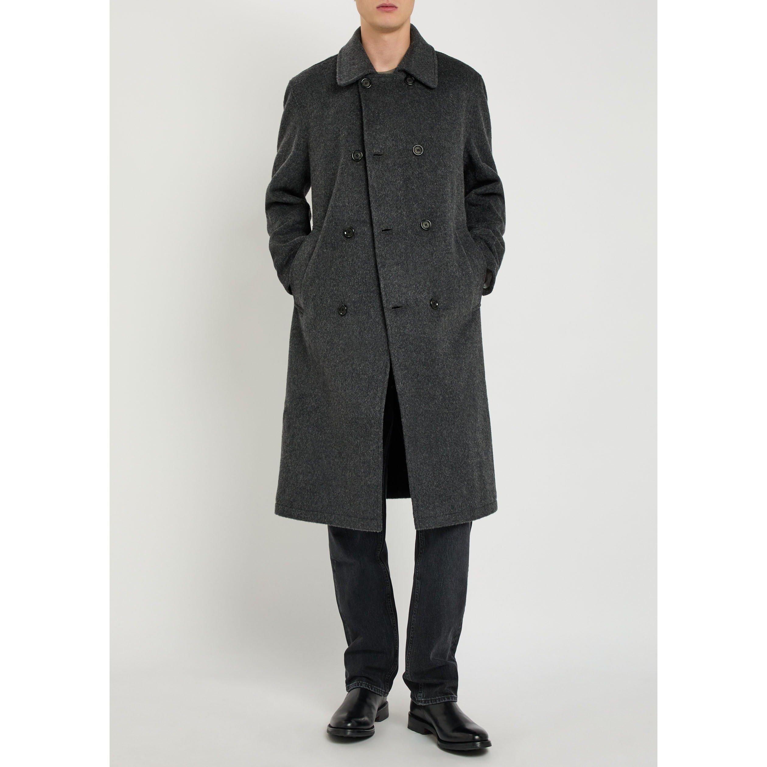 CHARCOAL - Oliver Spencer - Men's Double-Breasted Long Wool Overcoat - 5