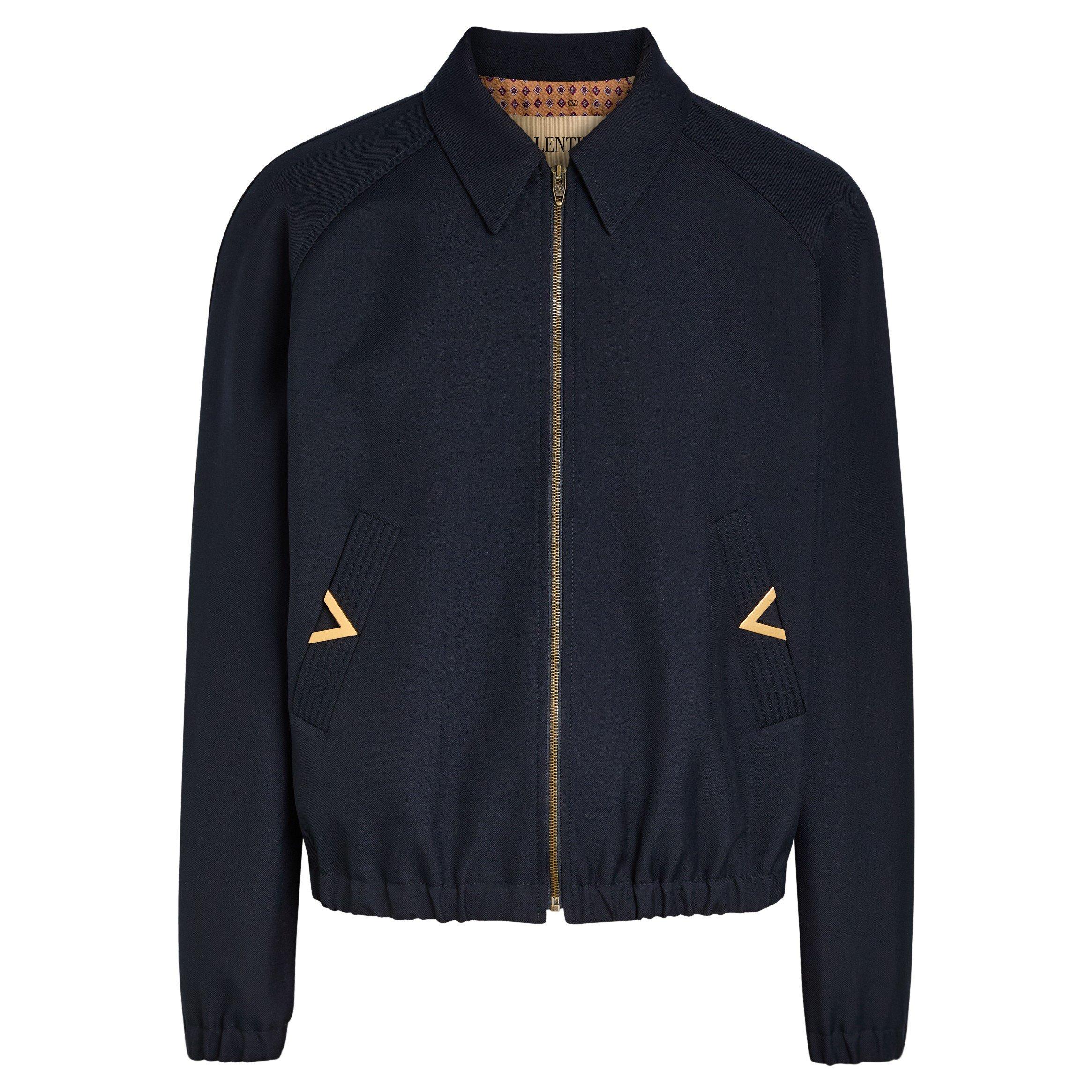 NAVY - Valentino - VAL GIUBBINO DIAG WOOL JACKET - 1