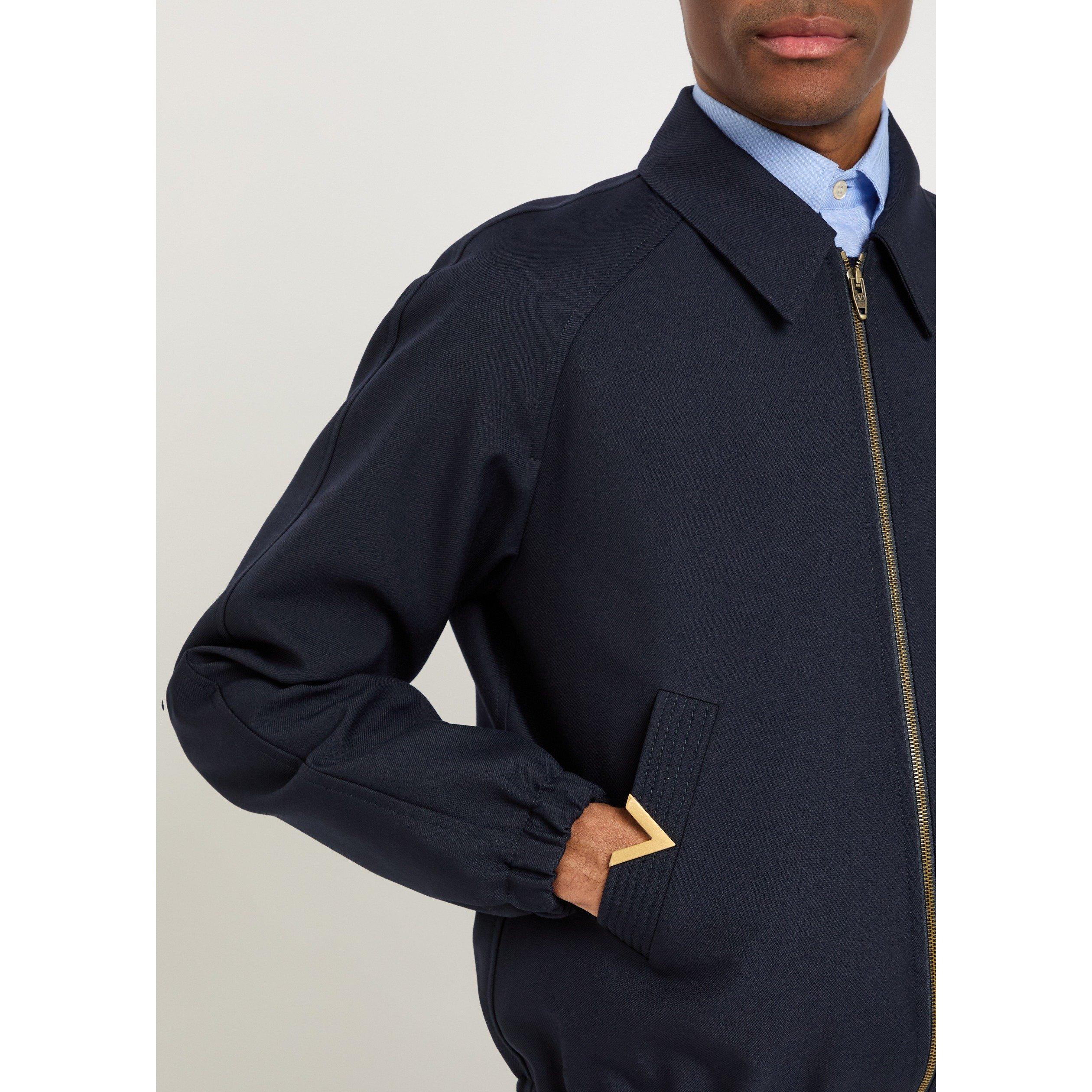 NAVY - Valentino - VAL GIUBBINO DIAG WOOL JACKET - 4