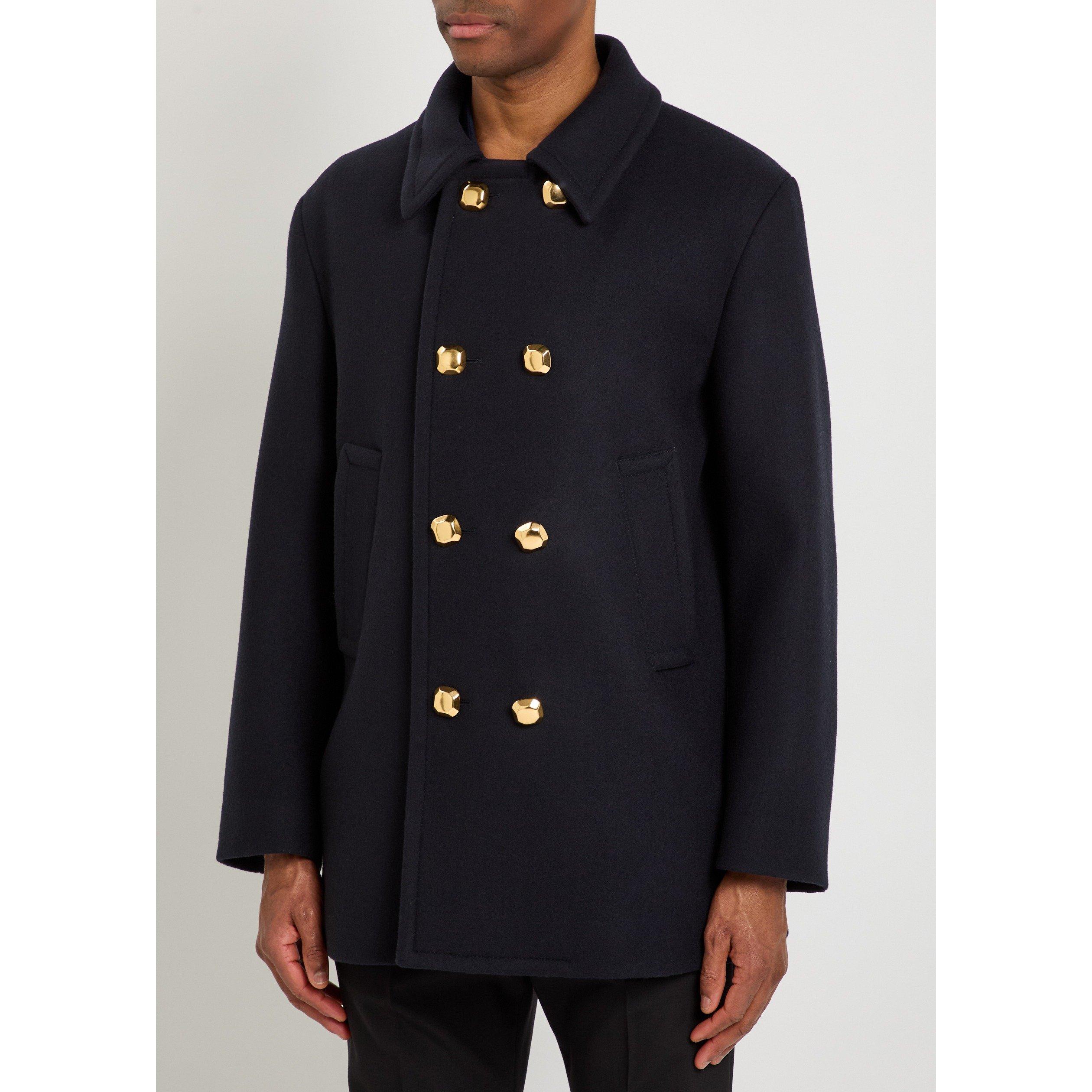 NAVY - Valentino - VAL WOOL COMPACT FELT PEACOAT - 2