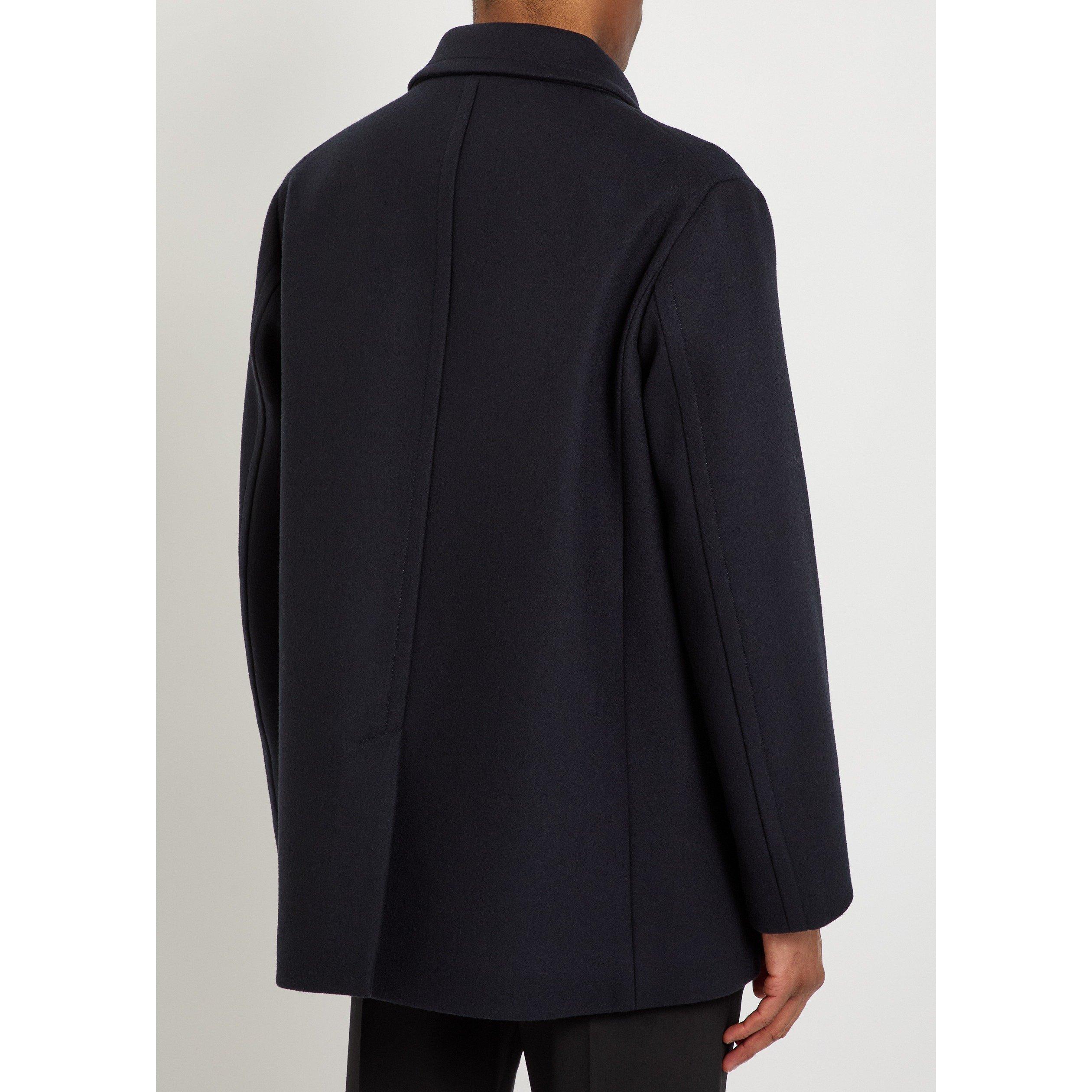 NAVY - Valentino - VAL WOOL COMPACT FELT PEACOAT - 3