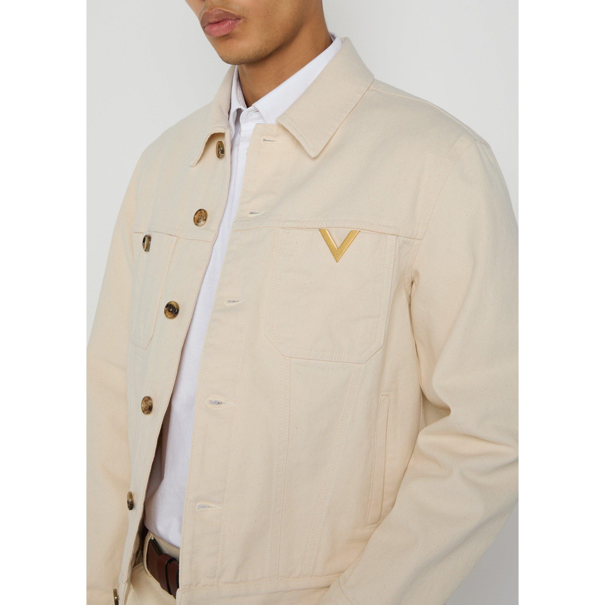 WHITE - Valentino - Men's Cotton Oversized-Fit Denim Jacket - 4
