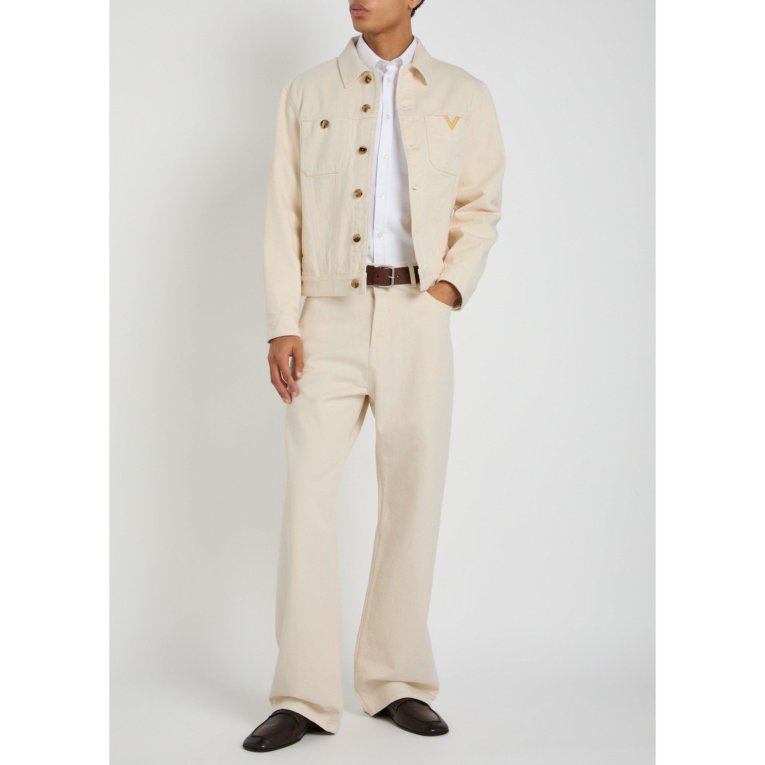 WHITE - Valentino - Men's Cotton Oversized-Fit Denim Jacket - 5