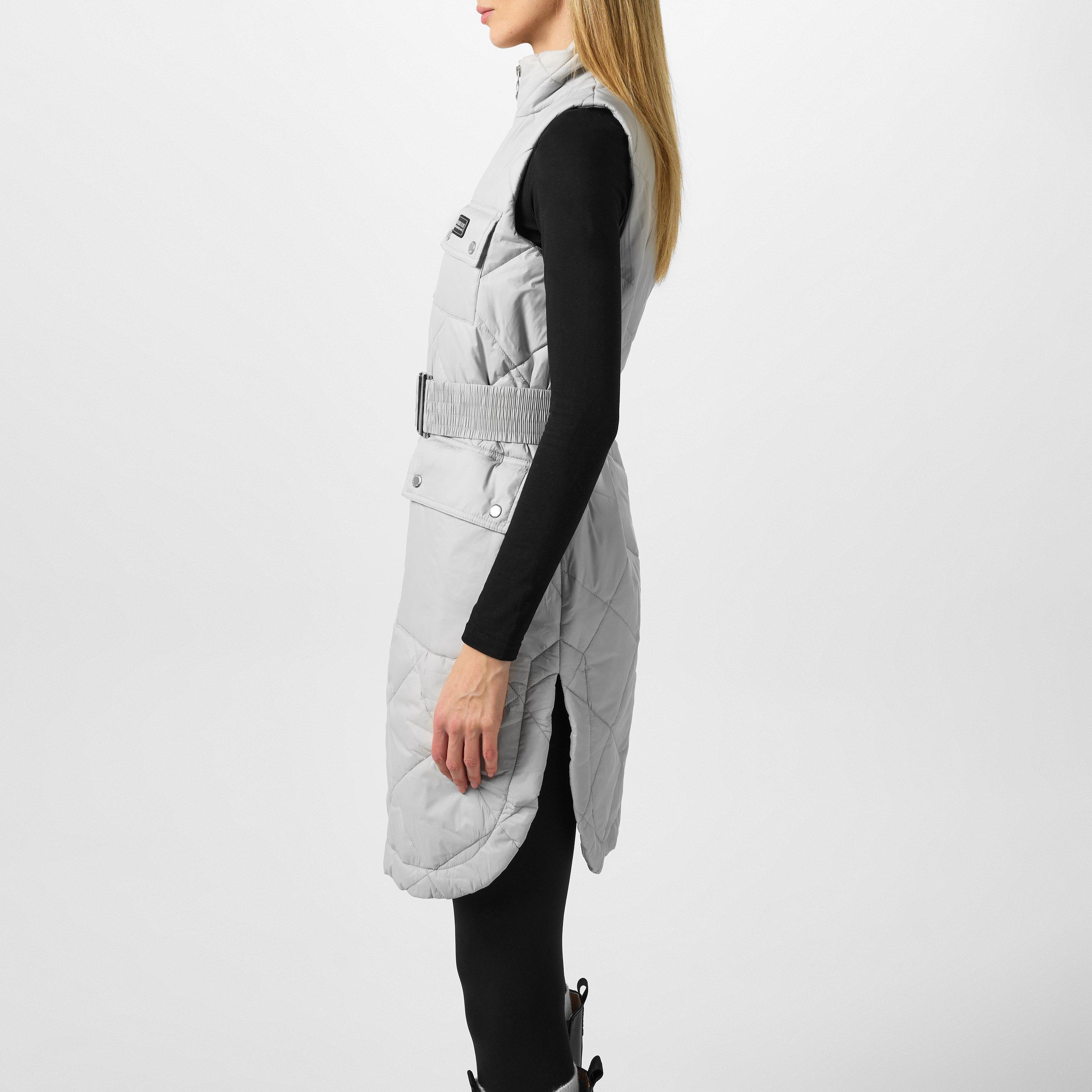 Silver Cloud - Barbour International - Women's Orbit Diamond Quilted Belted Gilet - 5