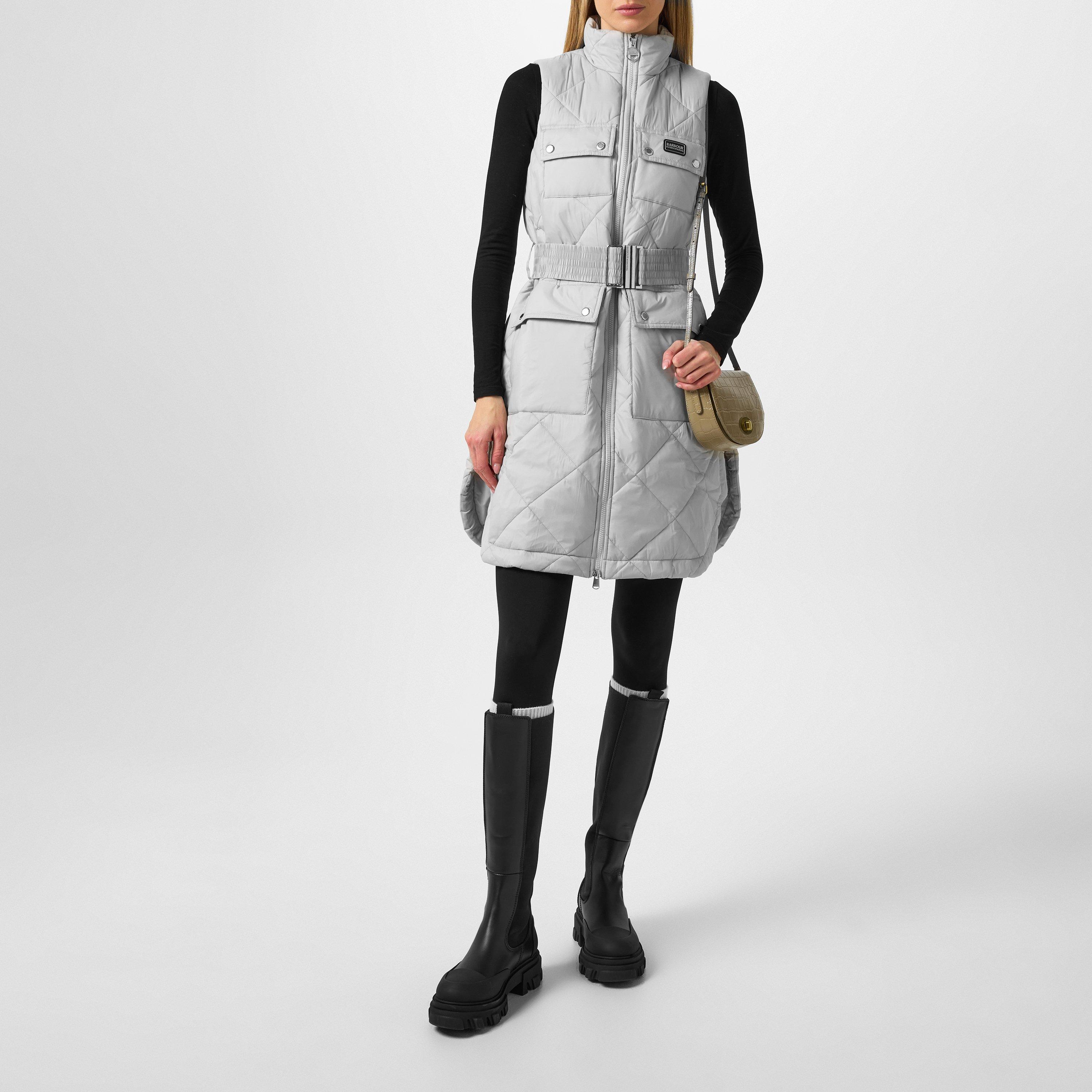 Silver Cloud - Barbour International - Women's Orbit Diamond Quilted Belted Gilet - 6