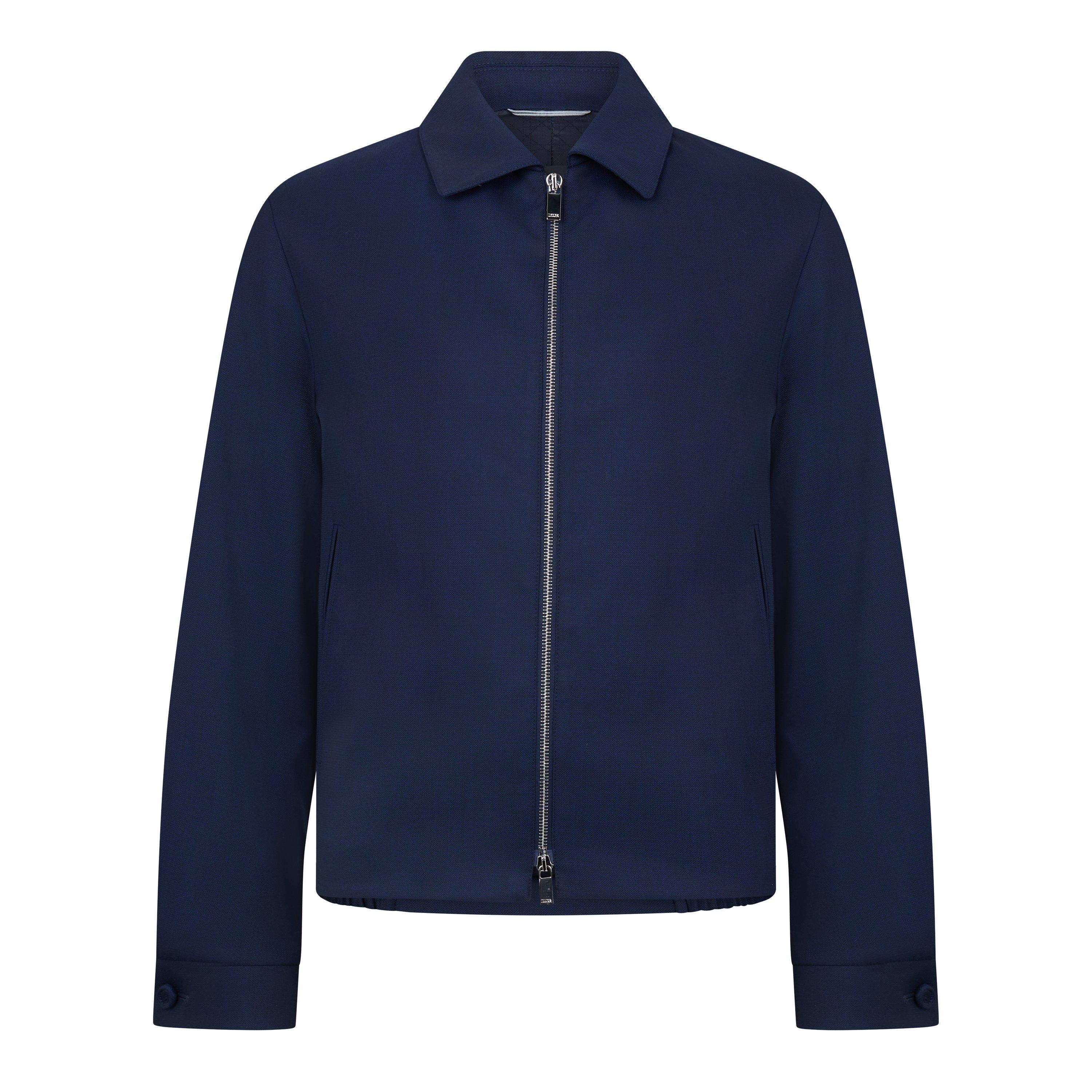 NAVY - DIOR - Men's CD Zip Tailored-Fit Wool Harrington Jacket - 1