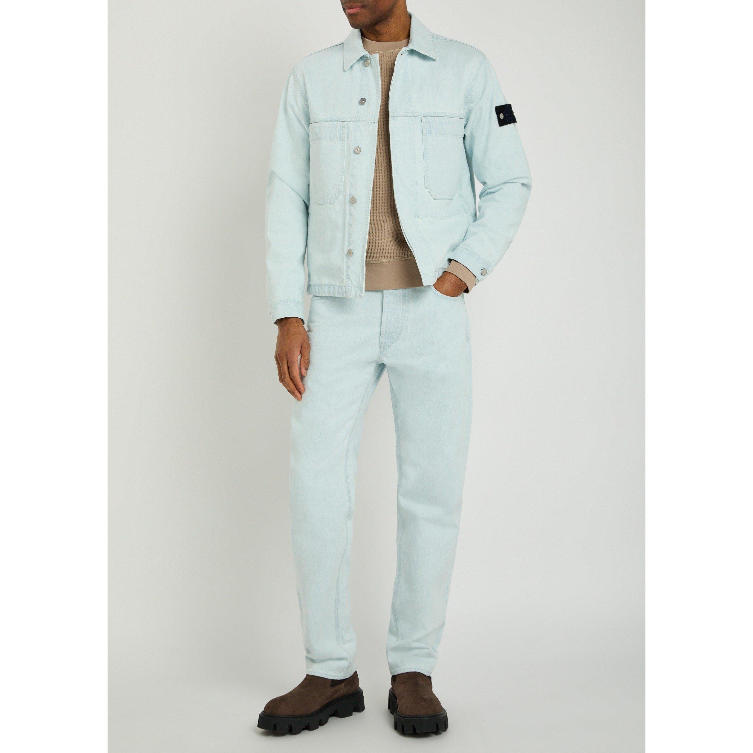 BLUE - Stone Island - Men's Bleach Denim Jacket - 5