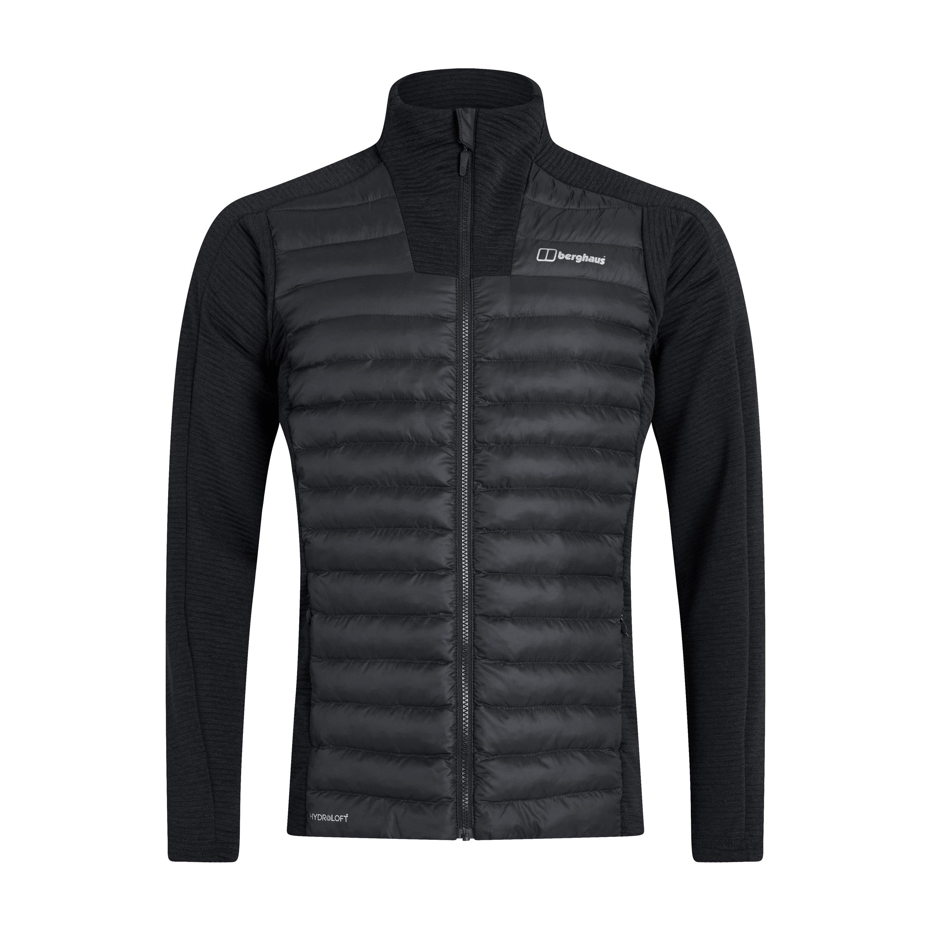 Berghaus Men's Hottar Hybrid Windproof Dwr Funnel Neck Short Puffer Jacket - Jet Black - Medium