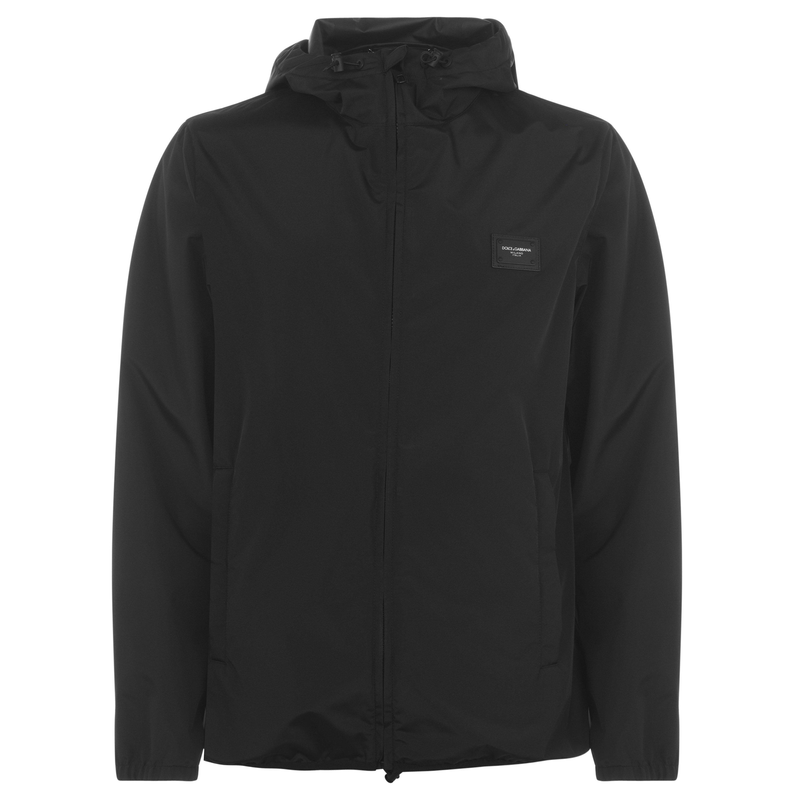 Black N0000 - Dolce and Gabbana - Men's Rubber Plate Water Resistant Hooded Long Sleeve Rain Anorak - 1