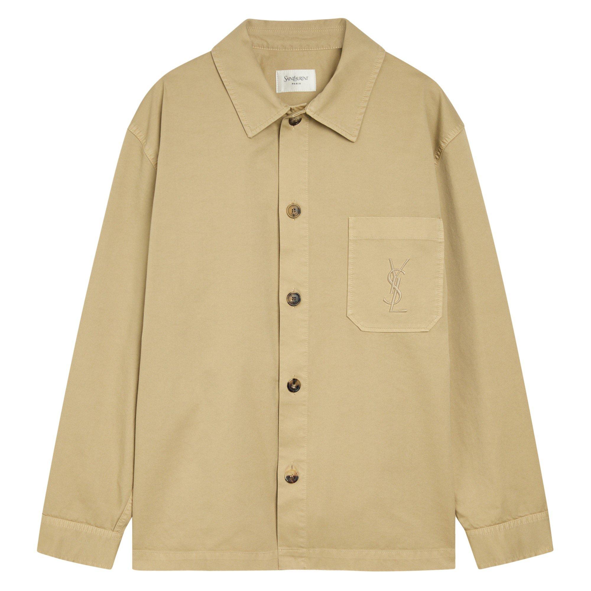 BEIGE - Saint Laurent - Men's Downtown Cotton Relaxed-Fit Overshirt - 1