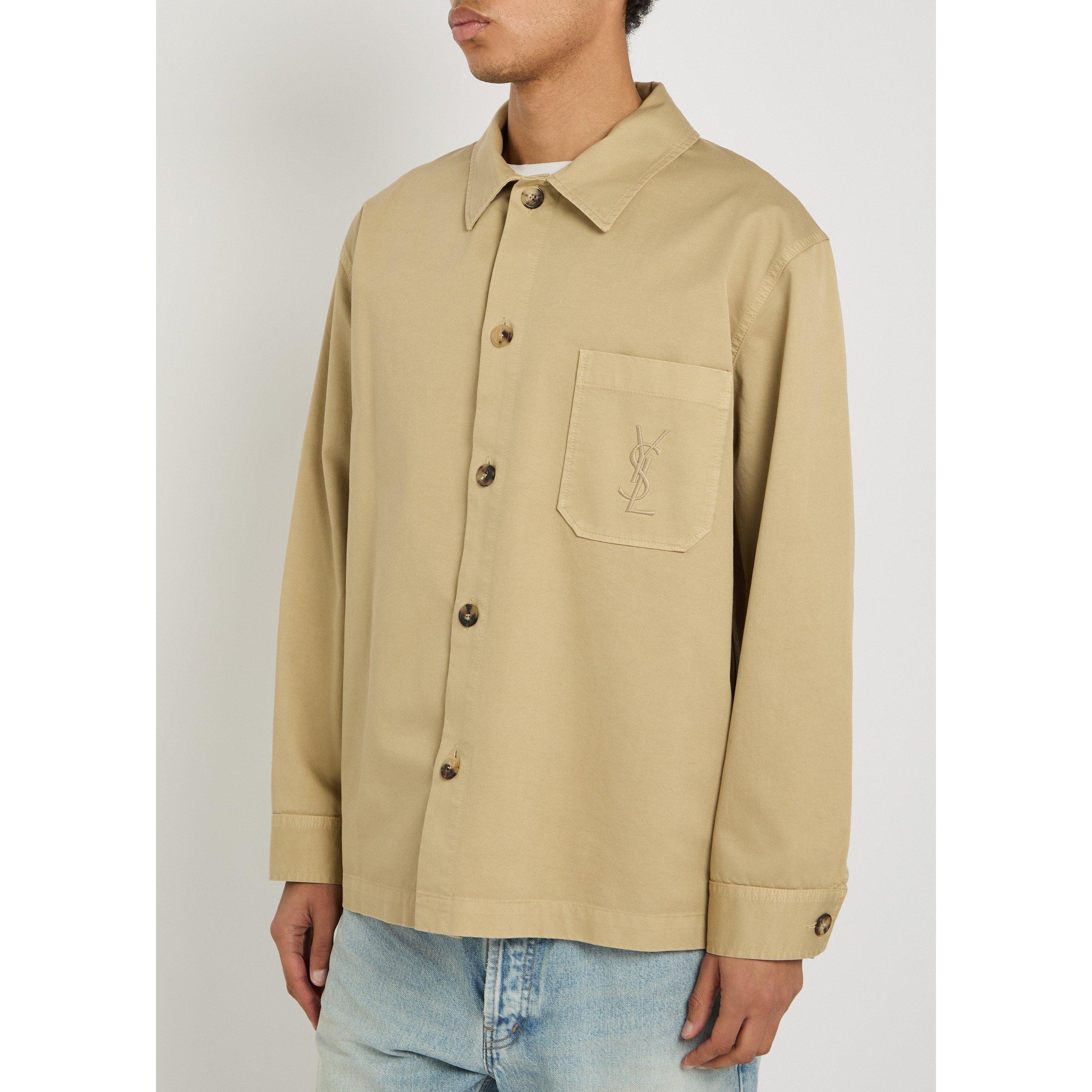 BEIGE - Saint Laurent - Men's Downtown Cotton Relaxed-Fit Overshirt - 2