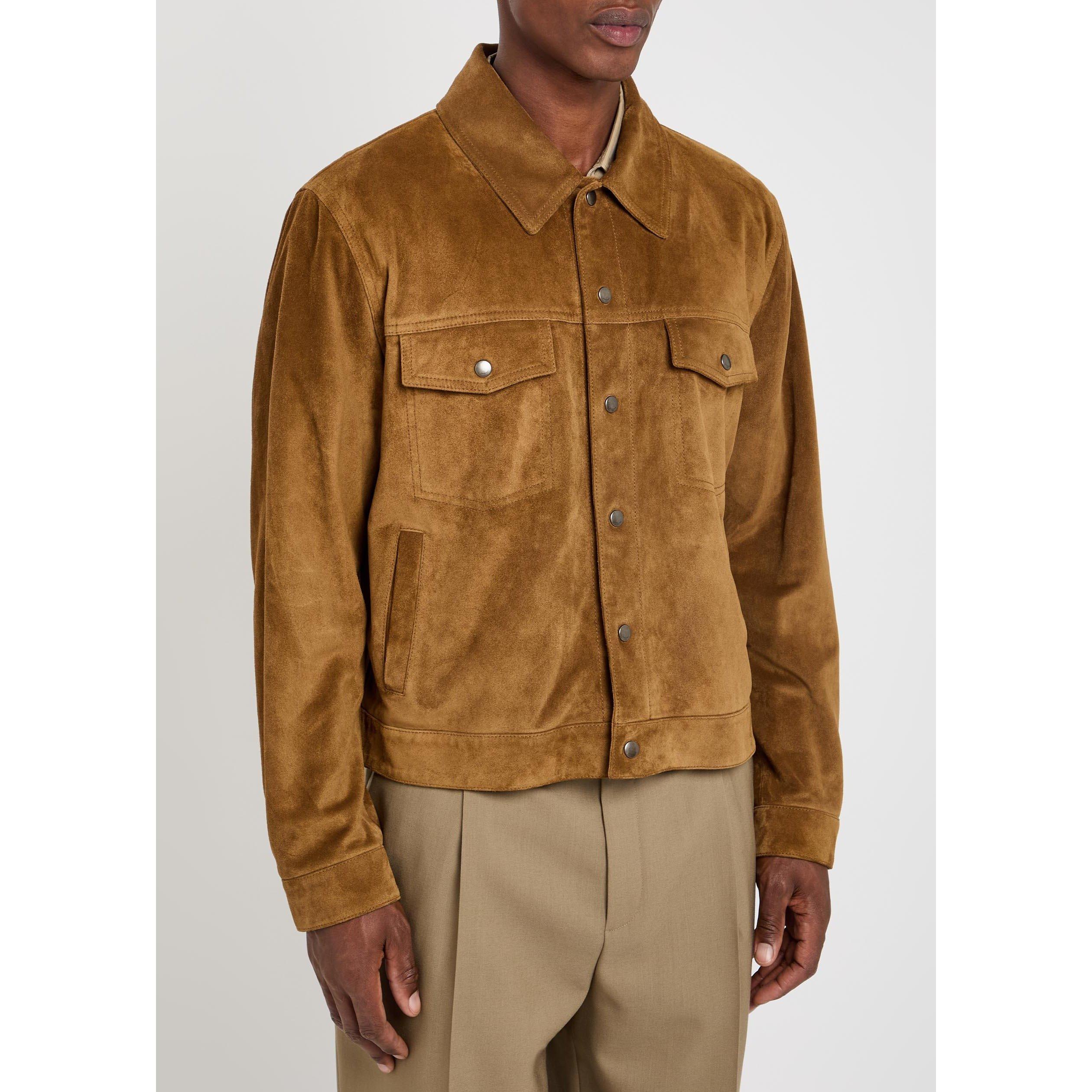 BROWN - Saint Laurent - Men's Suede Oversized-Fit Leather Jacket - 2