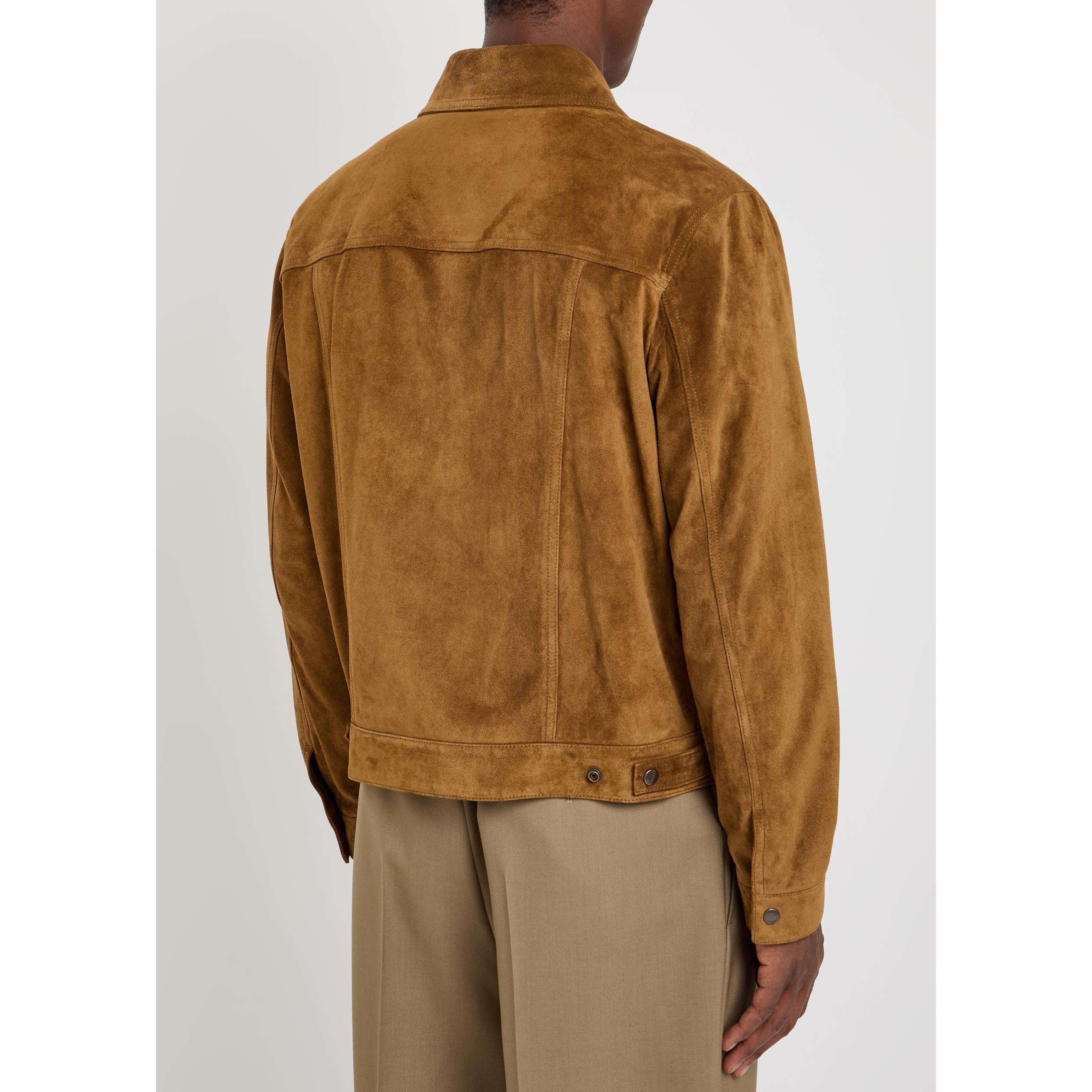 BROWN - Saint Laurent - Men's Suede Oversized-Fit Leather Jacket - 3