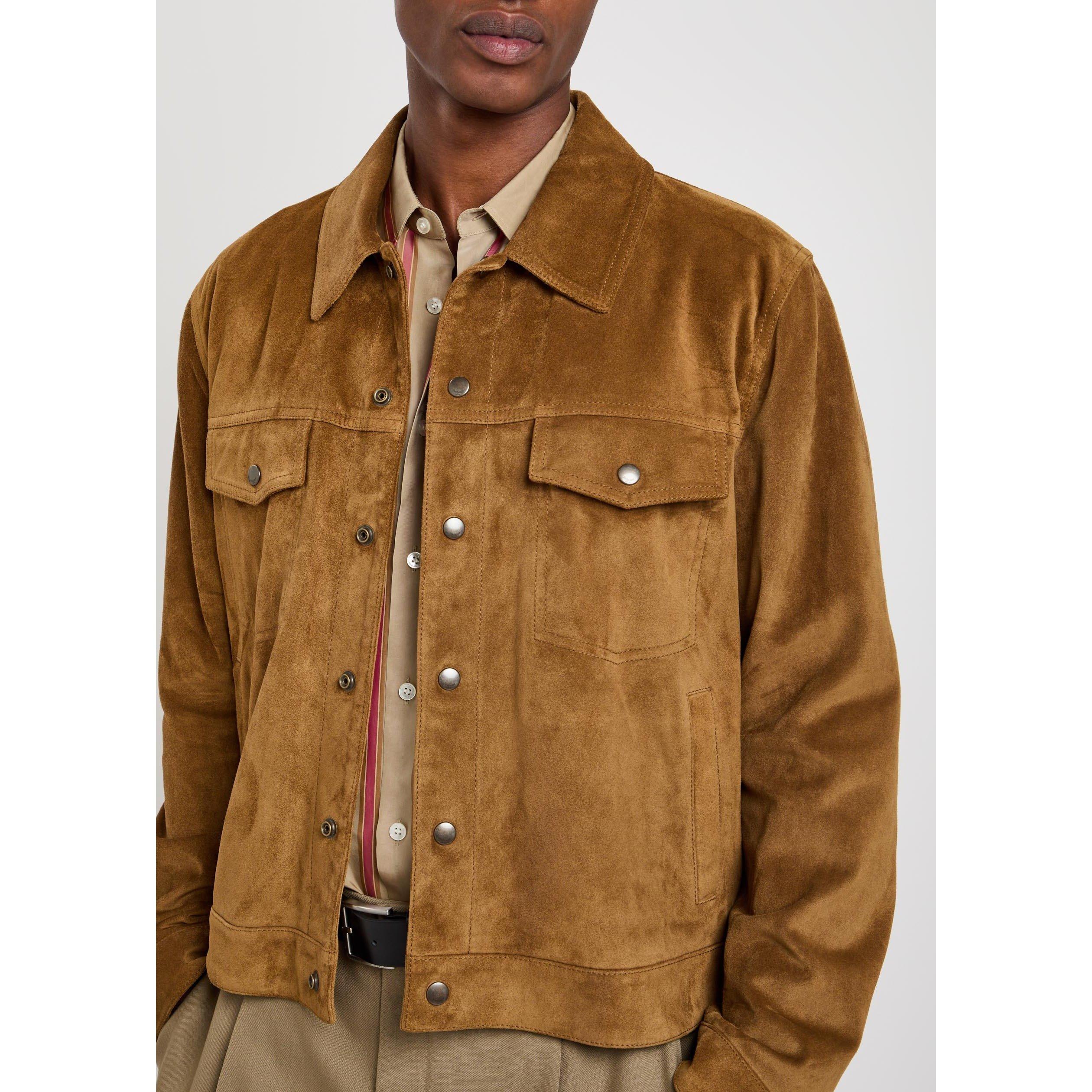 BROWN - Saint Laurent - Men's Suede Oversized-Fit Leather Jacket - 4