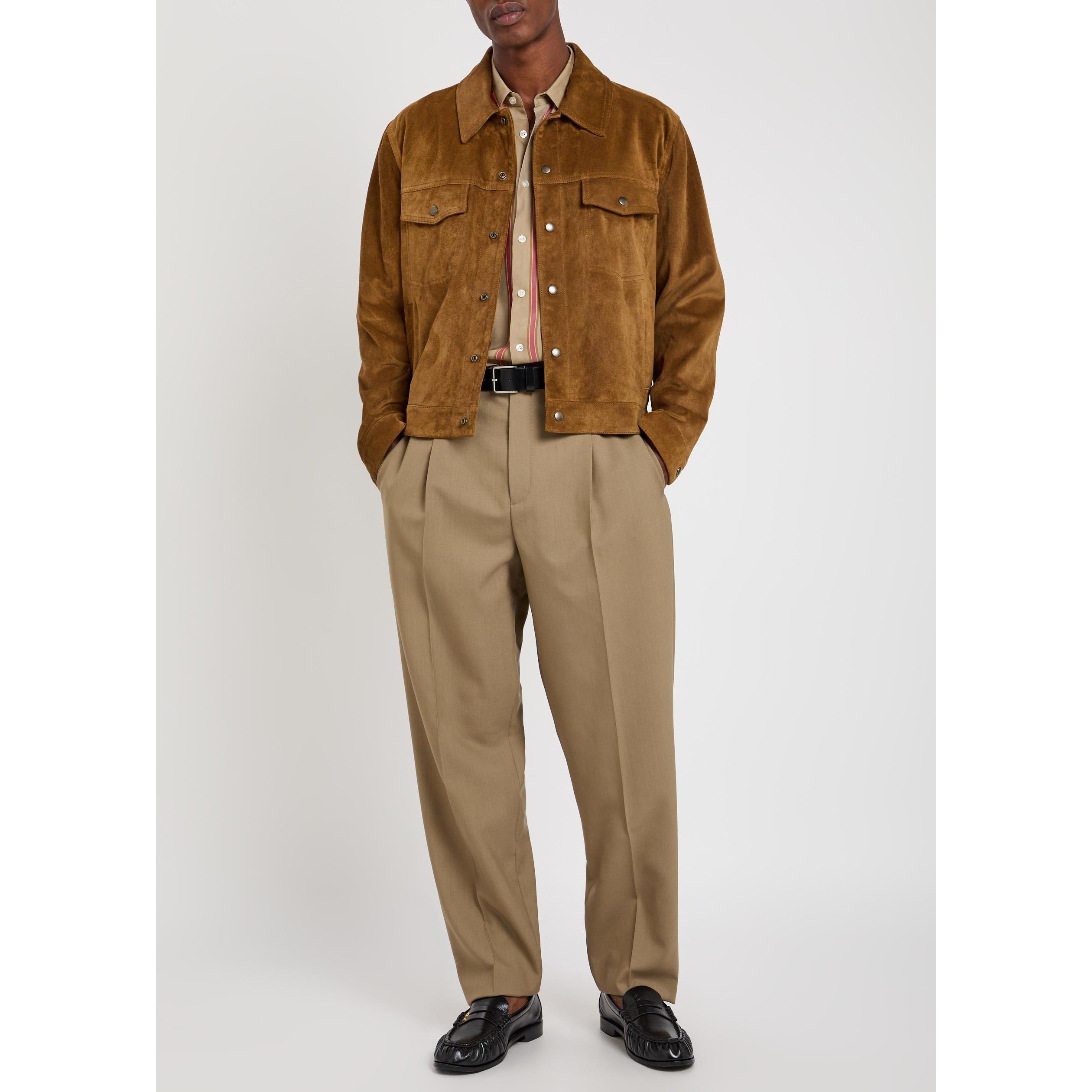 BROWN - Saint Laurent - Men's Suede Oversized-Fit Leather Jacket - 5