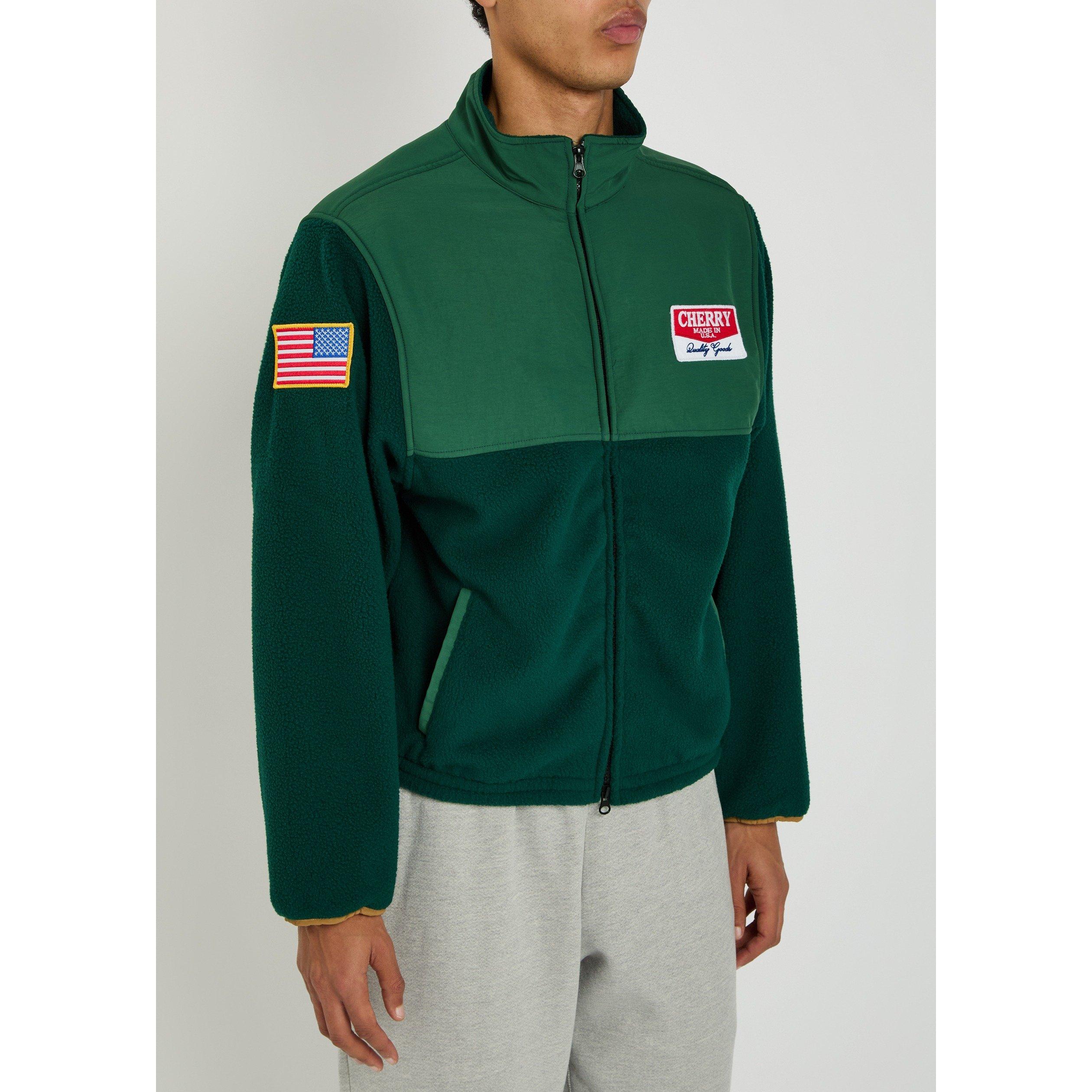 GREEN - Cherry LA - Men's Racing Full-Zip Oversized-Fit Sherpa Jacket - 2