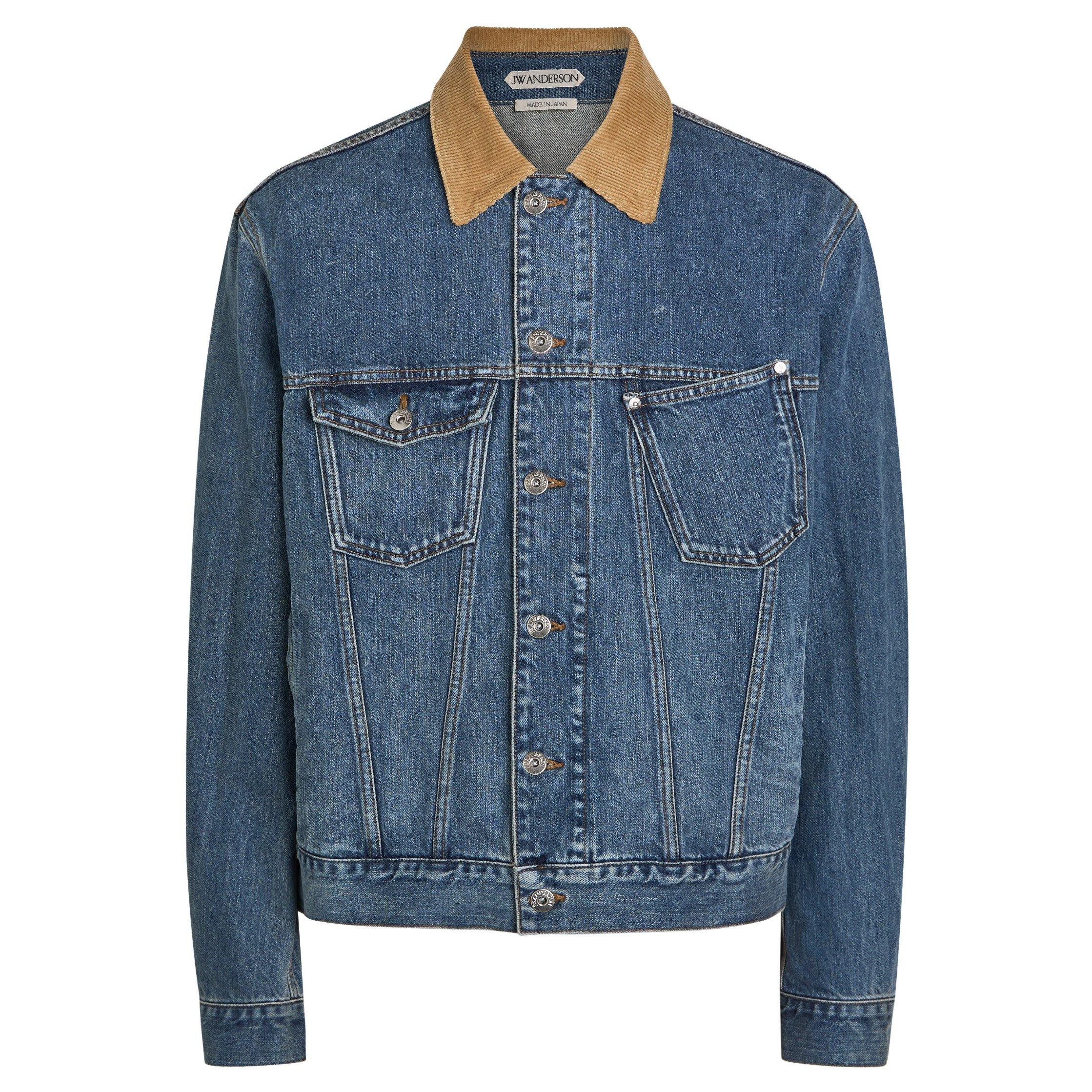 JW Anderson Men's Corduroy Collar Oversized-Fit Denim Jacket