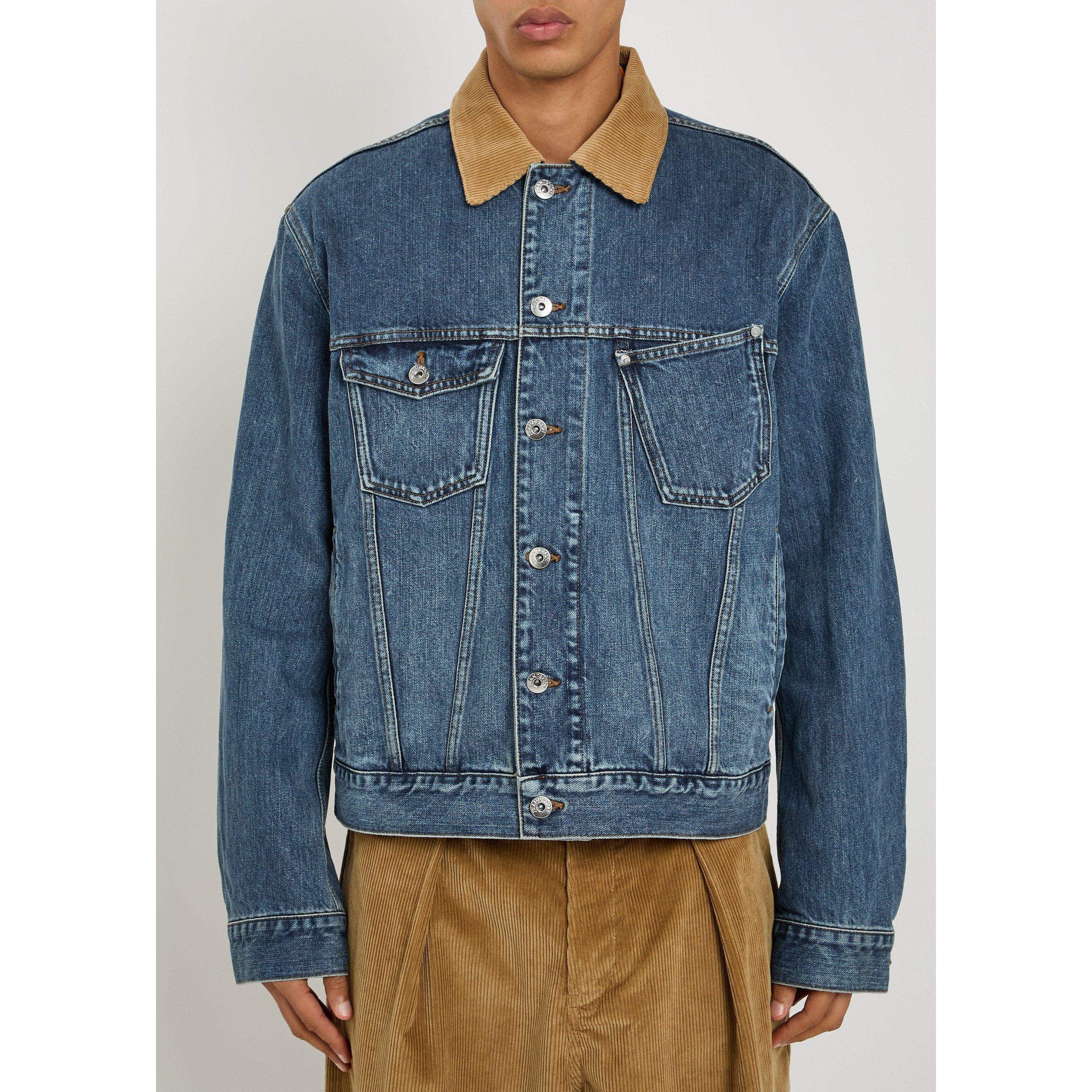 MID BLU - JW Anderson - Men's Corduroy Collar Oversized-Fit Denim Jacket - 2