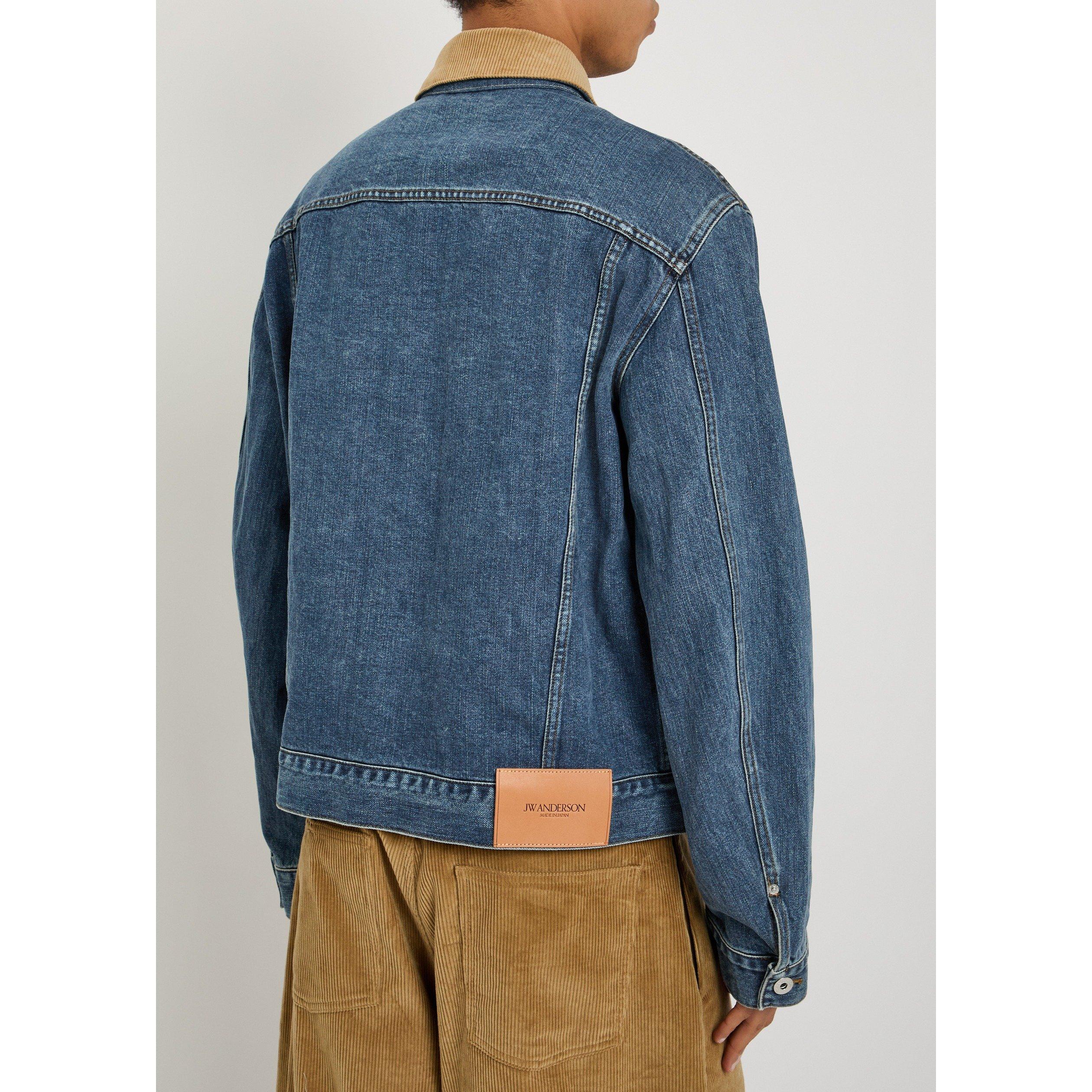 MID BLU - JW Anderson - Men's Corduroy Collar Oversized-Fit Denim Jacket - 3