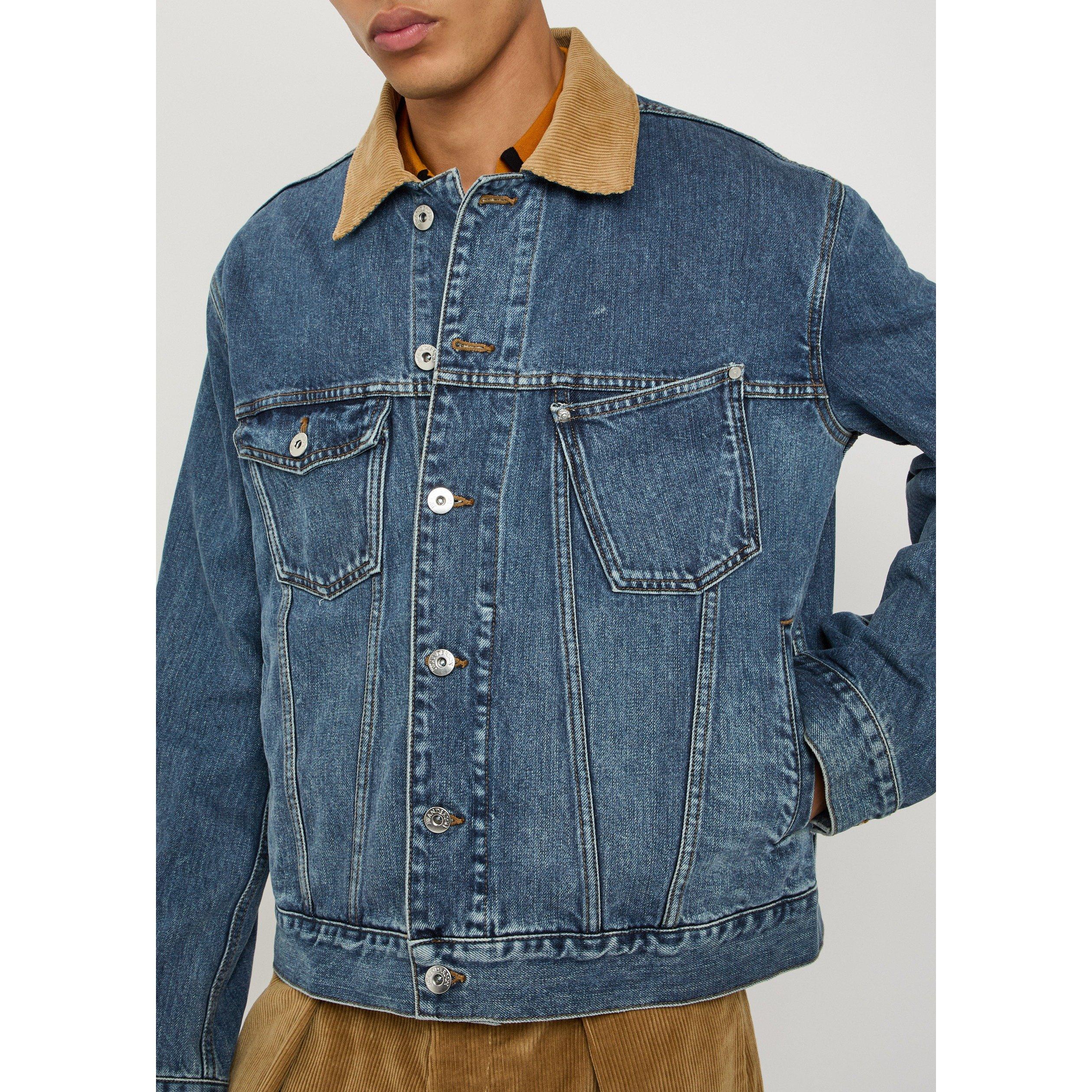 MID BLU - JW Anderson - Men's Corduroy Collar Oversized-Fit Denim Jacket - 4