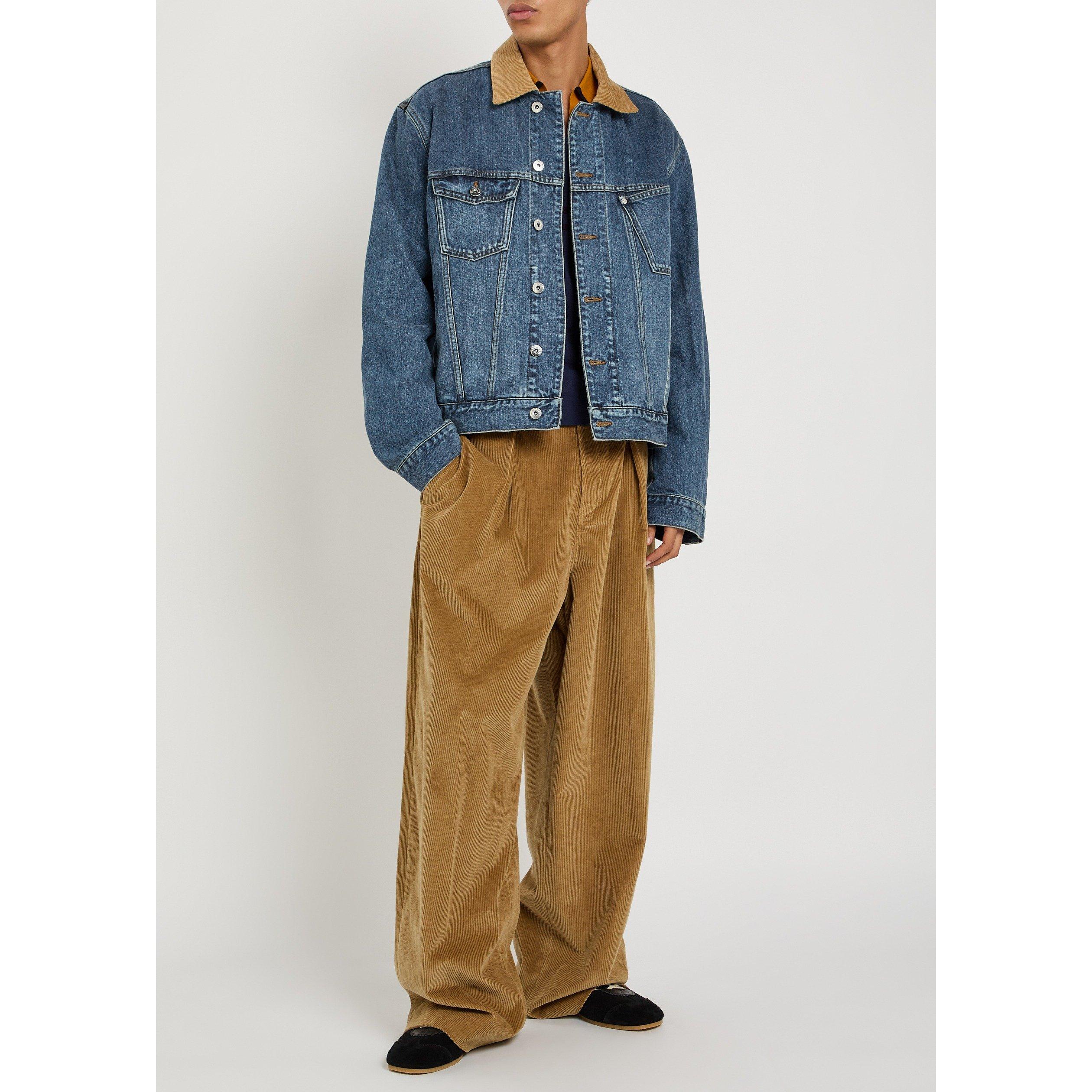 MID BLU - JW Anderson - Men's Corduroy Collar Oversized-Fit Denim Jacket - 5