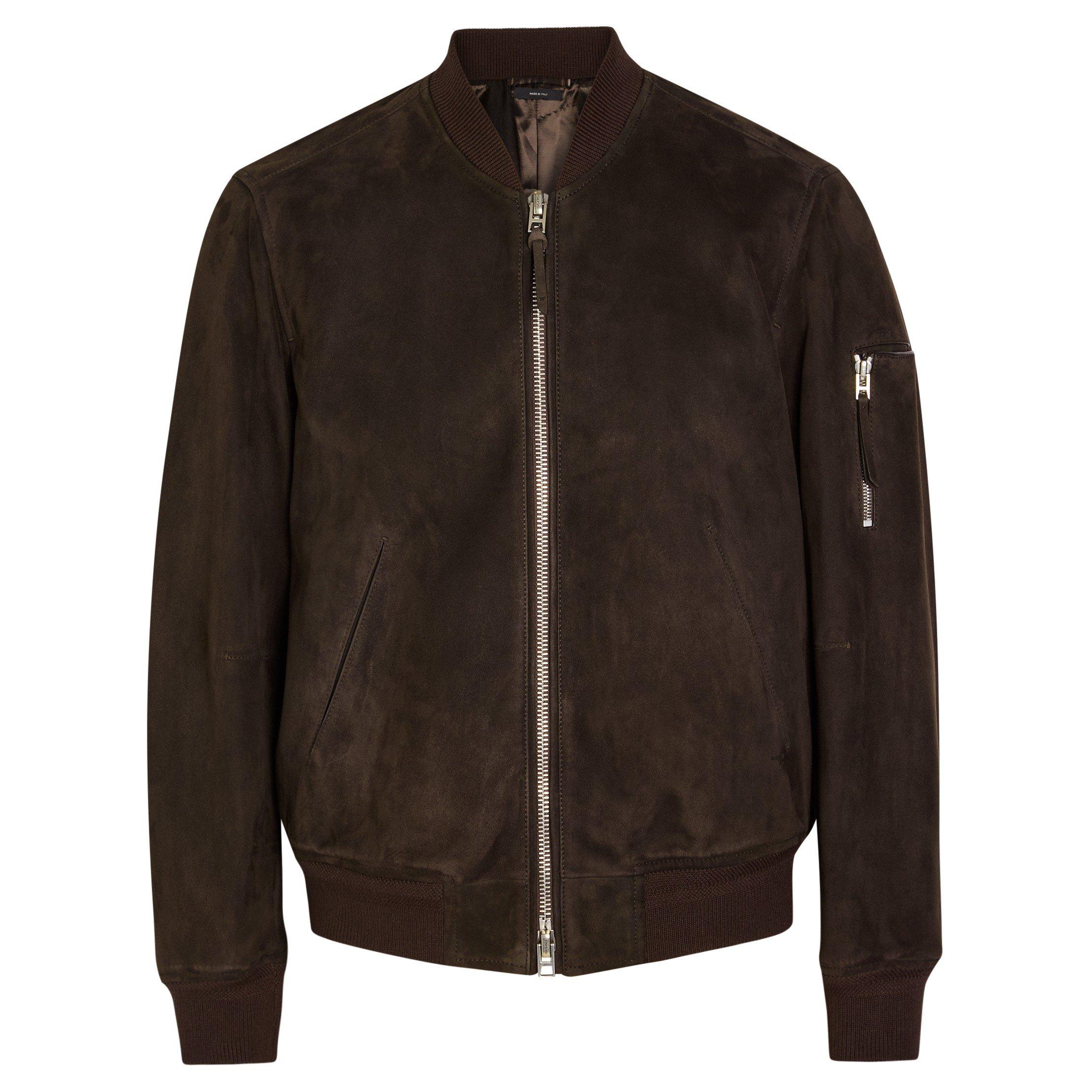 CHOCOLATE - Tom Ford - TF LIGHT SUEDE BOMBER JACKET - 1