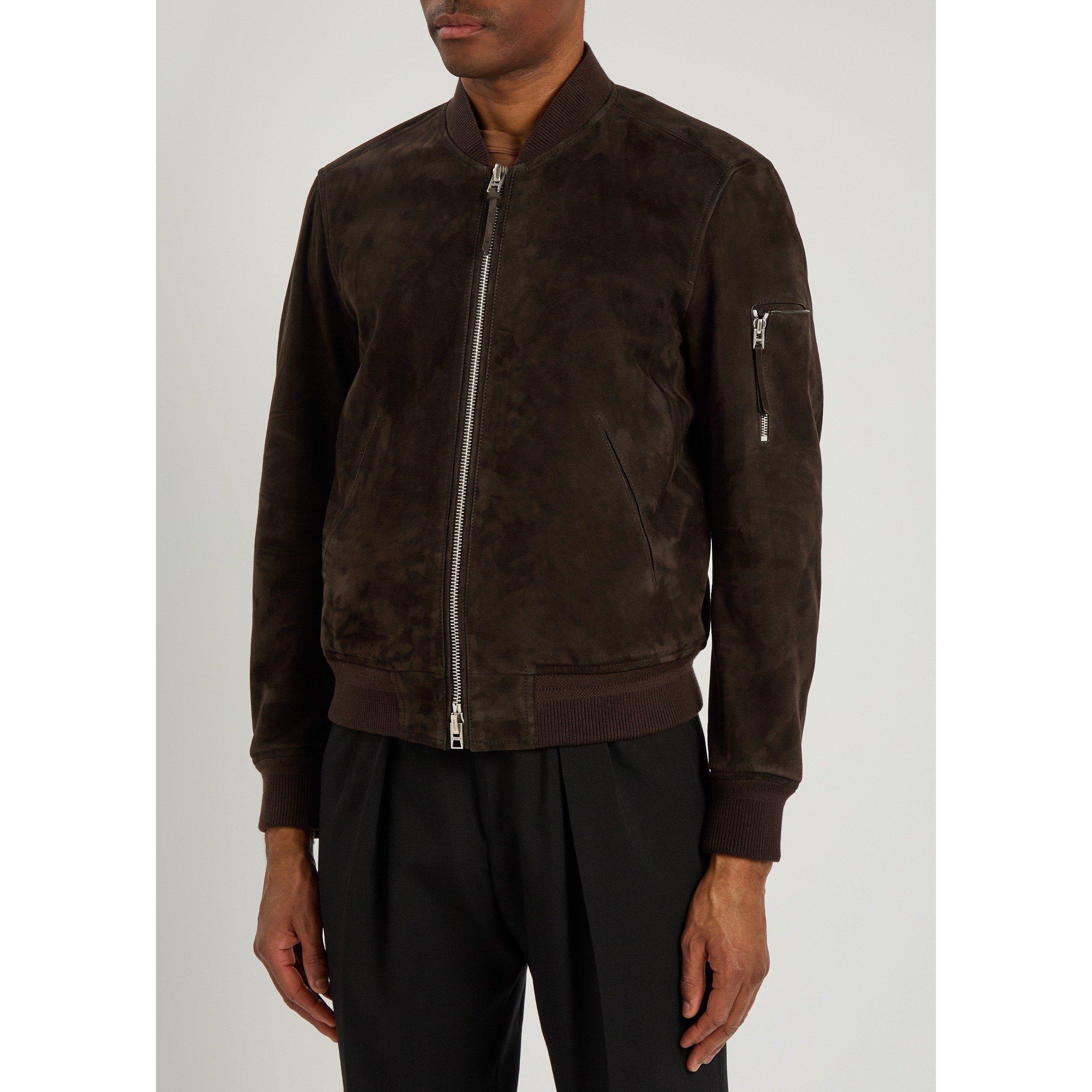 CHOCOLATE - Tom Ford - TF LIGHT SUEDE BOMBER JACKET - 2