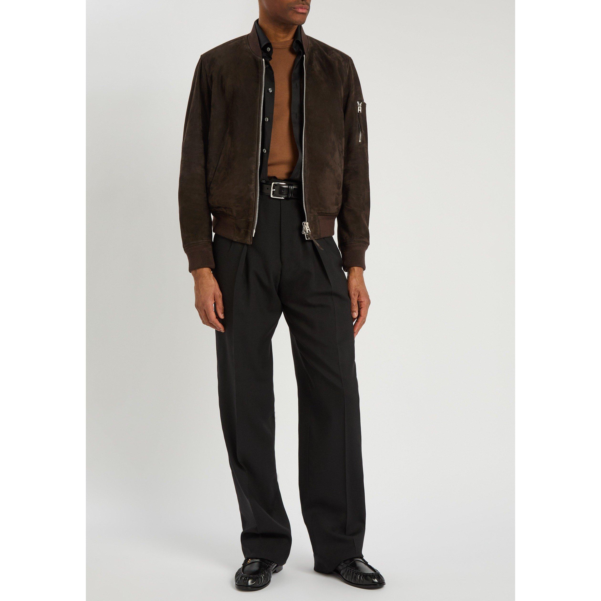 CHOCOLATE - Tom Ford - TF LIGHT SUEDE BOMBER JACKET - 5