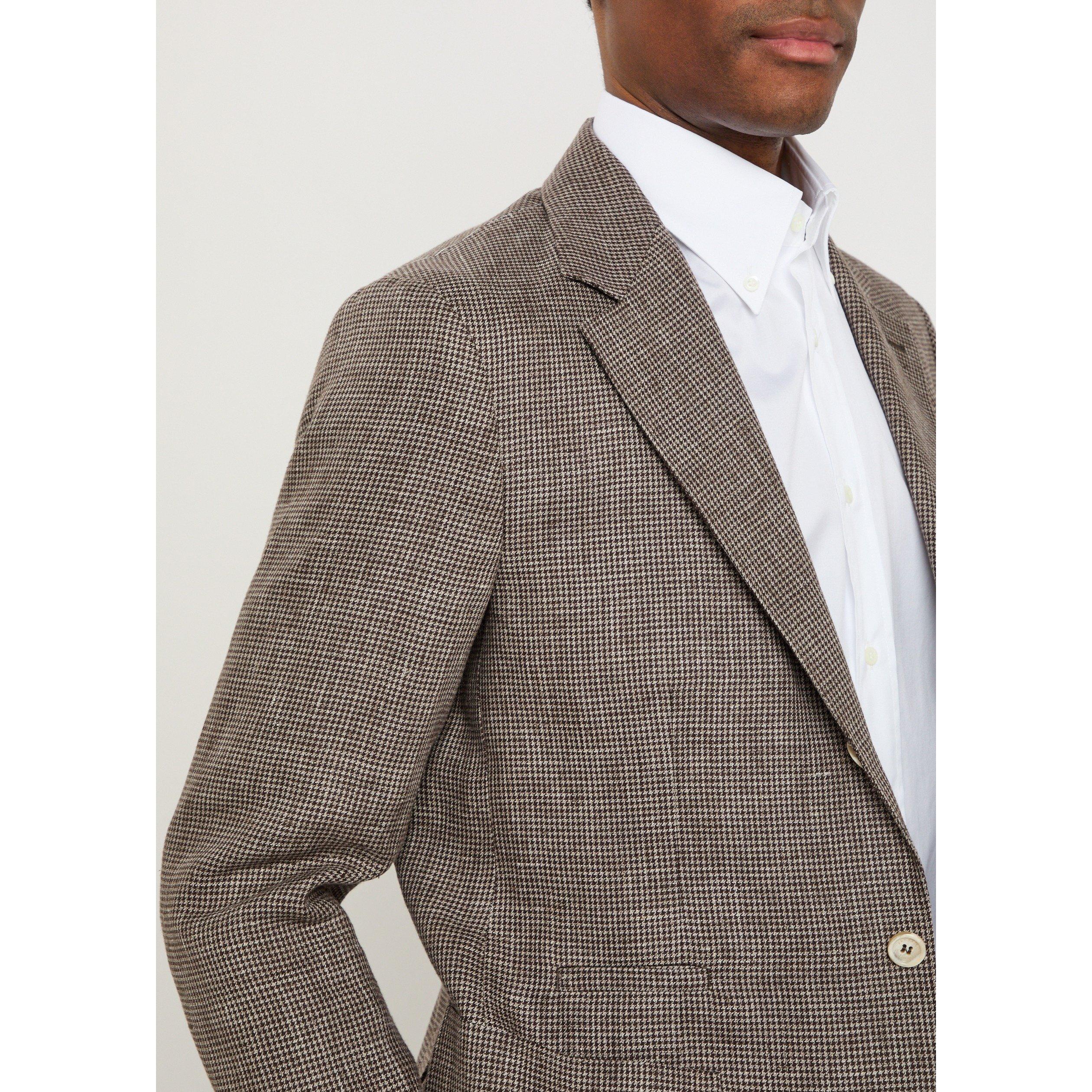 GREY - Brunello Cucinelli - Men's Houndstooth Linen Blazer - 4