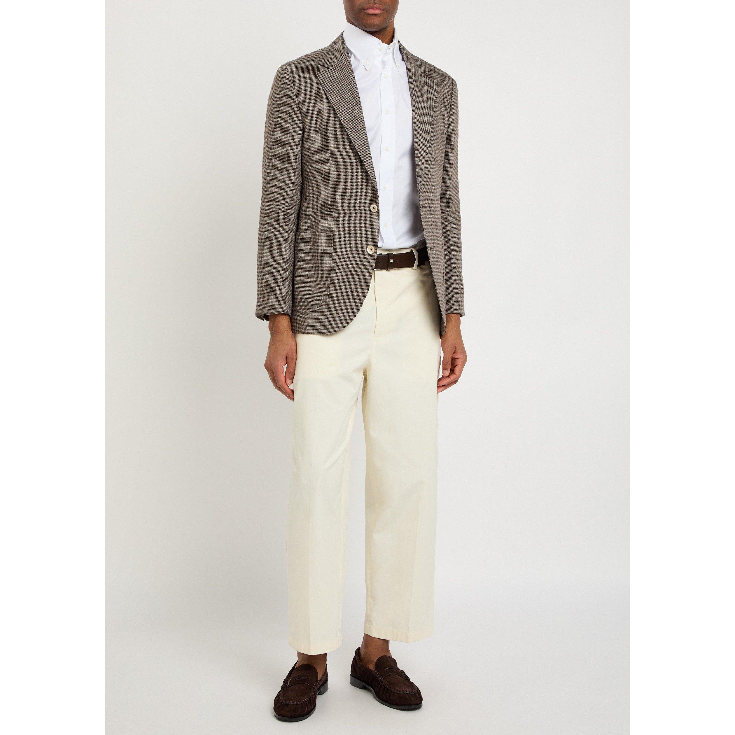 GREY - Brunello Cucinelli - Men's Houndstooth Linen Blazer - 5