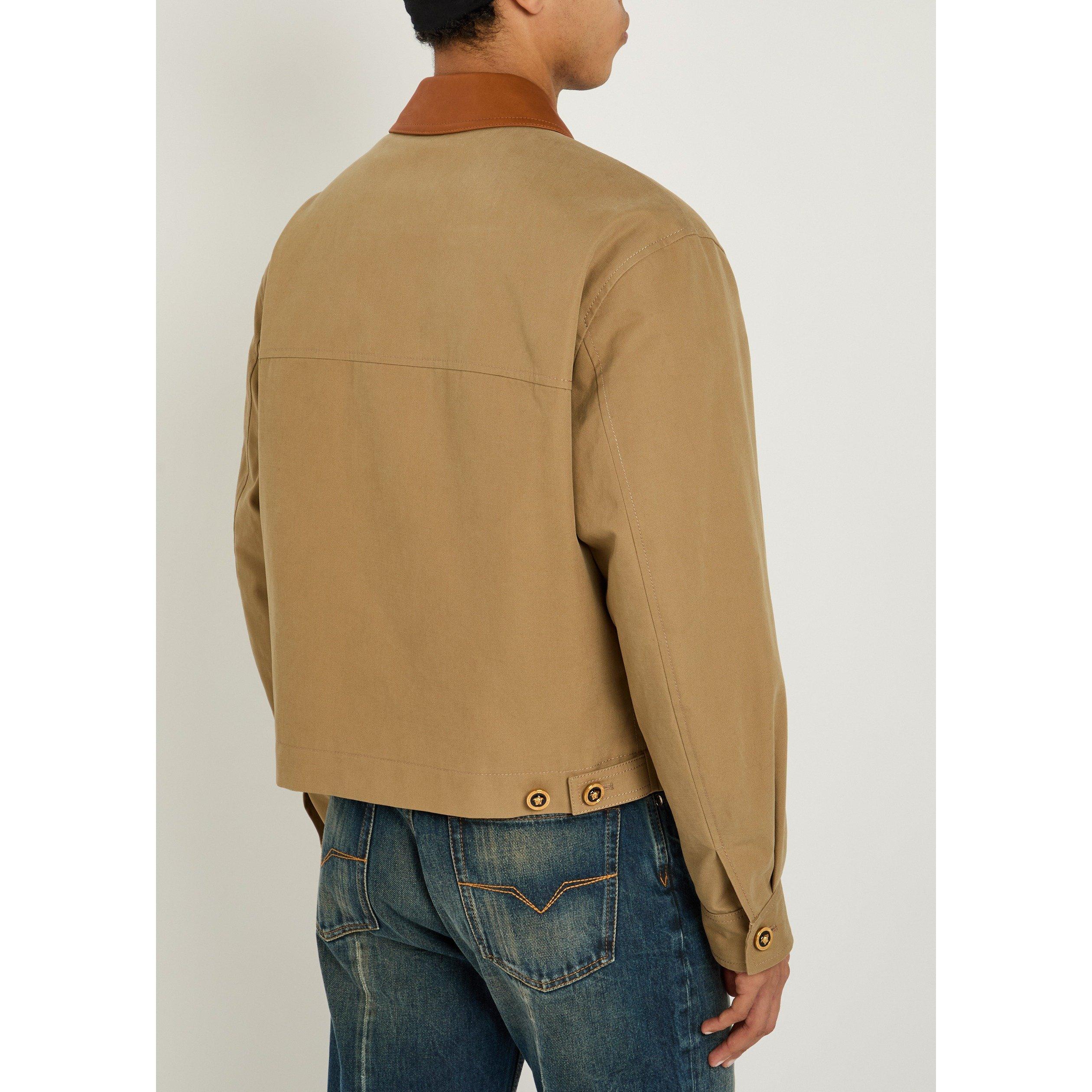 BEIGE - Versace - VER CANVAS JKT LEATHER CONTRAS - 3