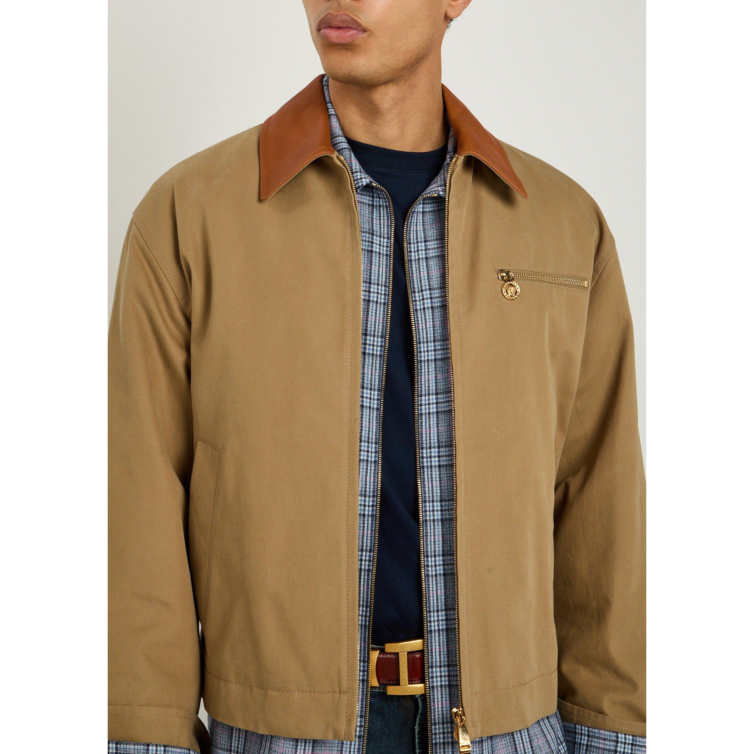 BEIGE - Versace - VER CANVAS JKT LEATHER CONTRAS - 4