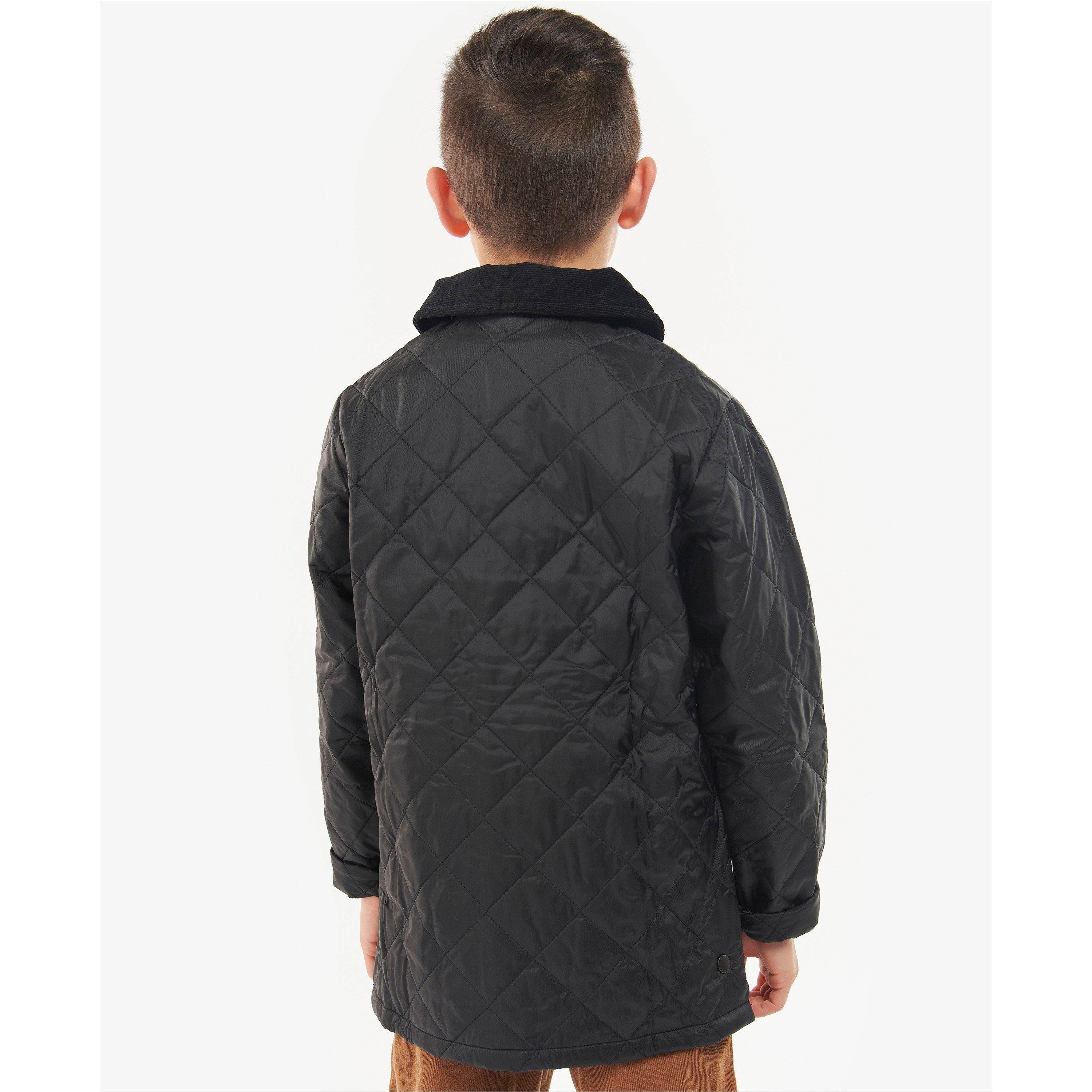 Black BK92 - Barbour - Unisex Kids Liddesdale Diamond Quilted Wind Resistant Long Sleeve Quilted Jacket - 3
