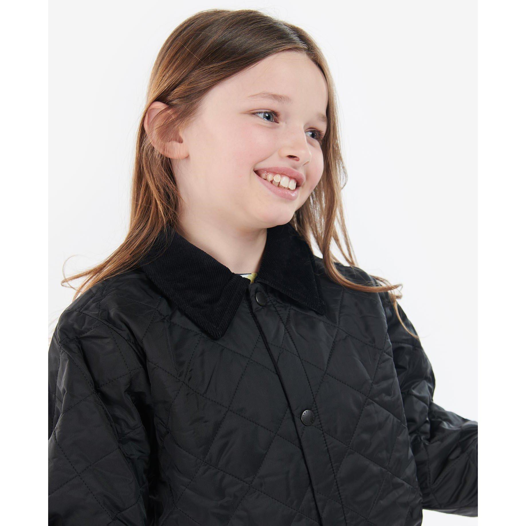 Black BK92 - Barbour - Unisex Kids Liddesdale Diamond Quilted Wind Resistant Long Sleeve Quilted Jacket - 5