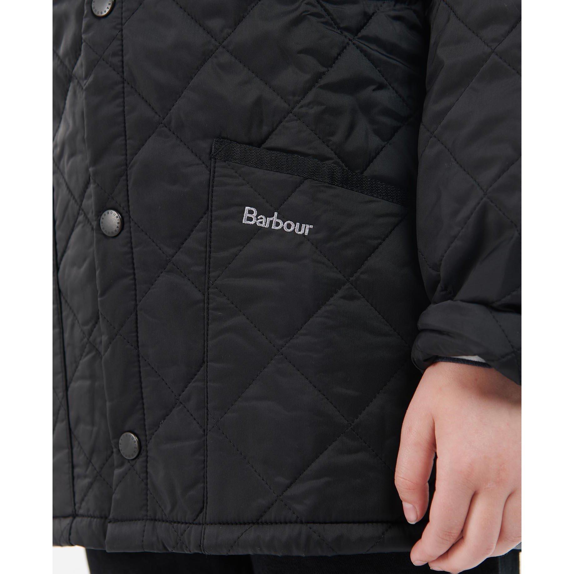 Black BK92 - Barbour - Unisex Kids Liddesdale Diamond Quilted Wind Resistant Long Sleeve Quilted Jacket - 9