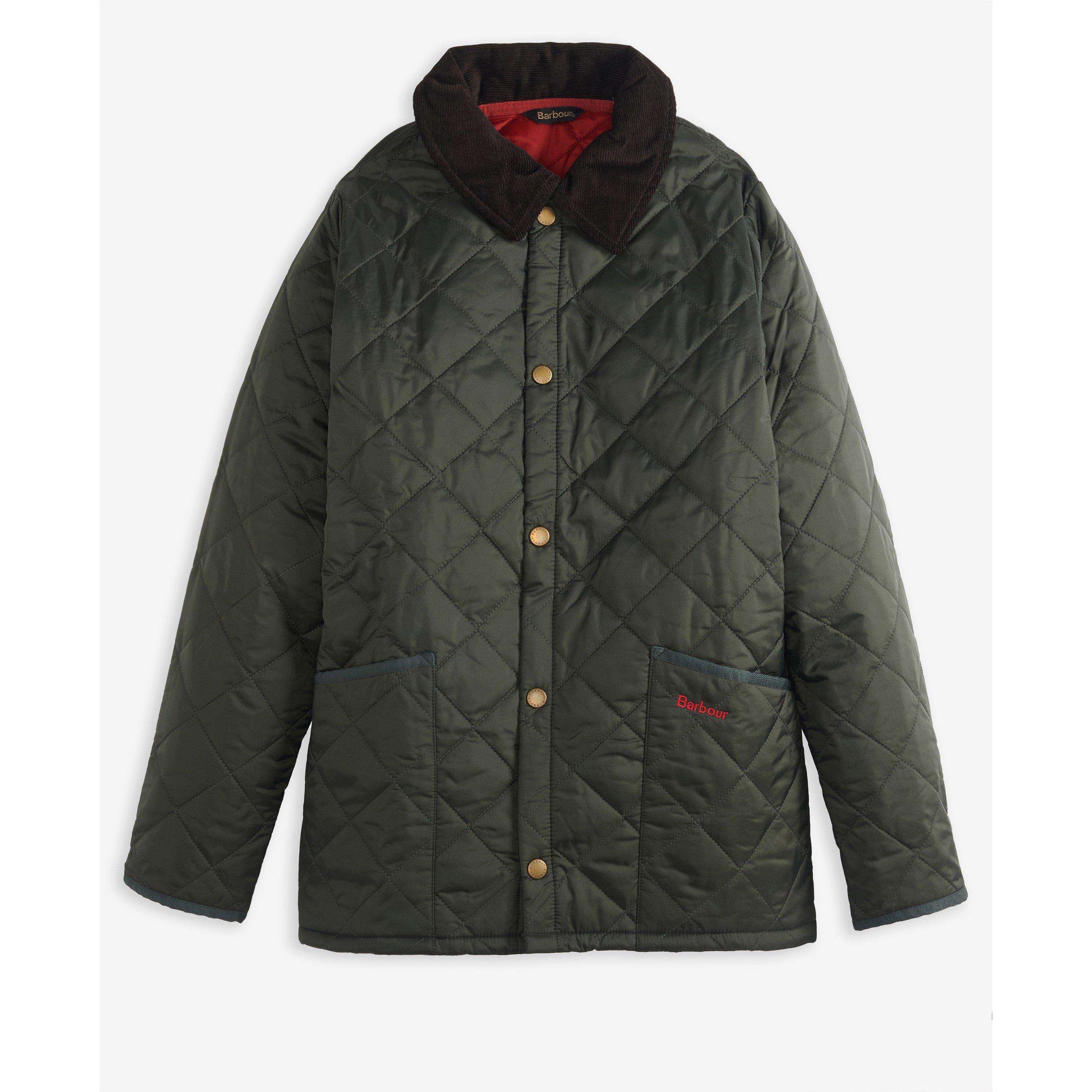 Olive - OL75 - Barbour - Unisex Kids Liddesdale Diamond Quilted Wind Resistant Long Sleeve Quilted Jacket - 2