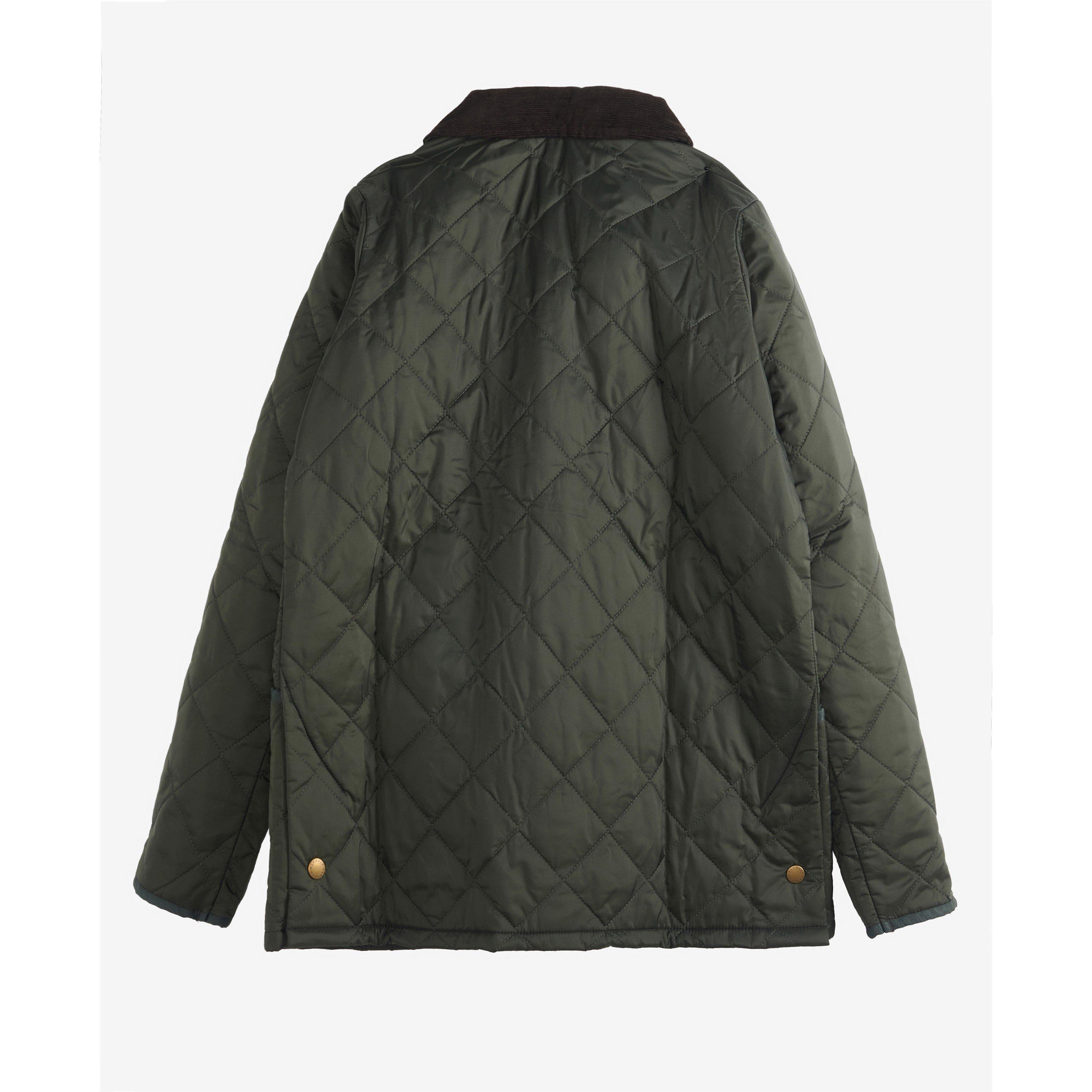 Olive - OL75 - Barbour - Unisex Kids Liddesdale Diamond Quilted Wind Resistant Long Sleeve Quilted Jacket - 3