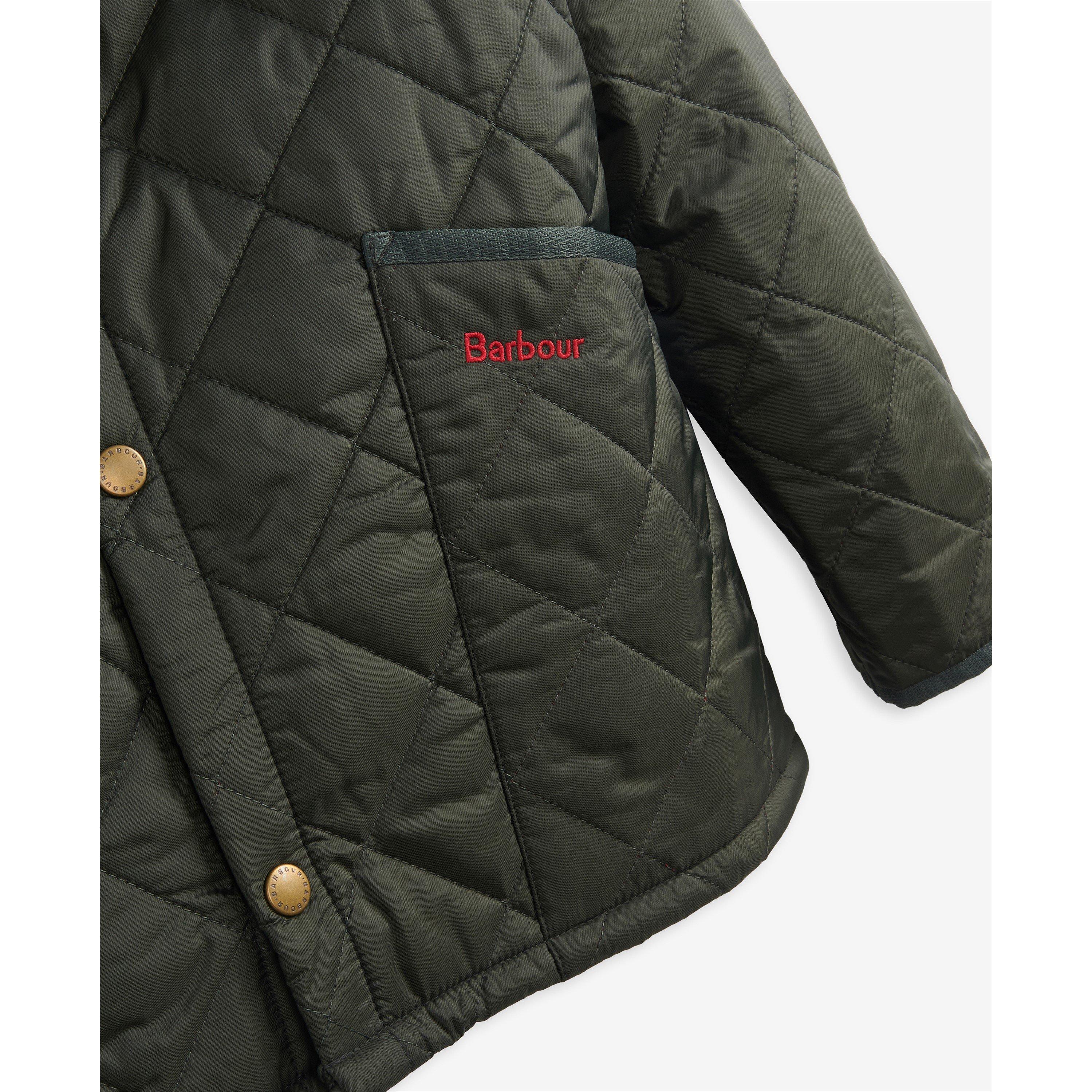 Olive - OL75 - Barbour - Unisex Kids Liddesdale Diamond Quilted Wind Resistant Long Sleeve Quilted Jacket - 5