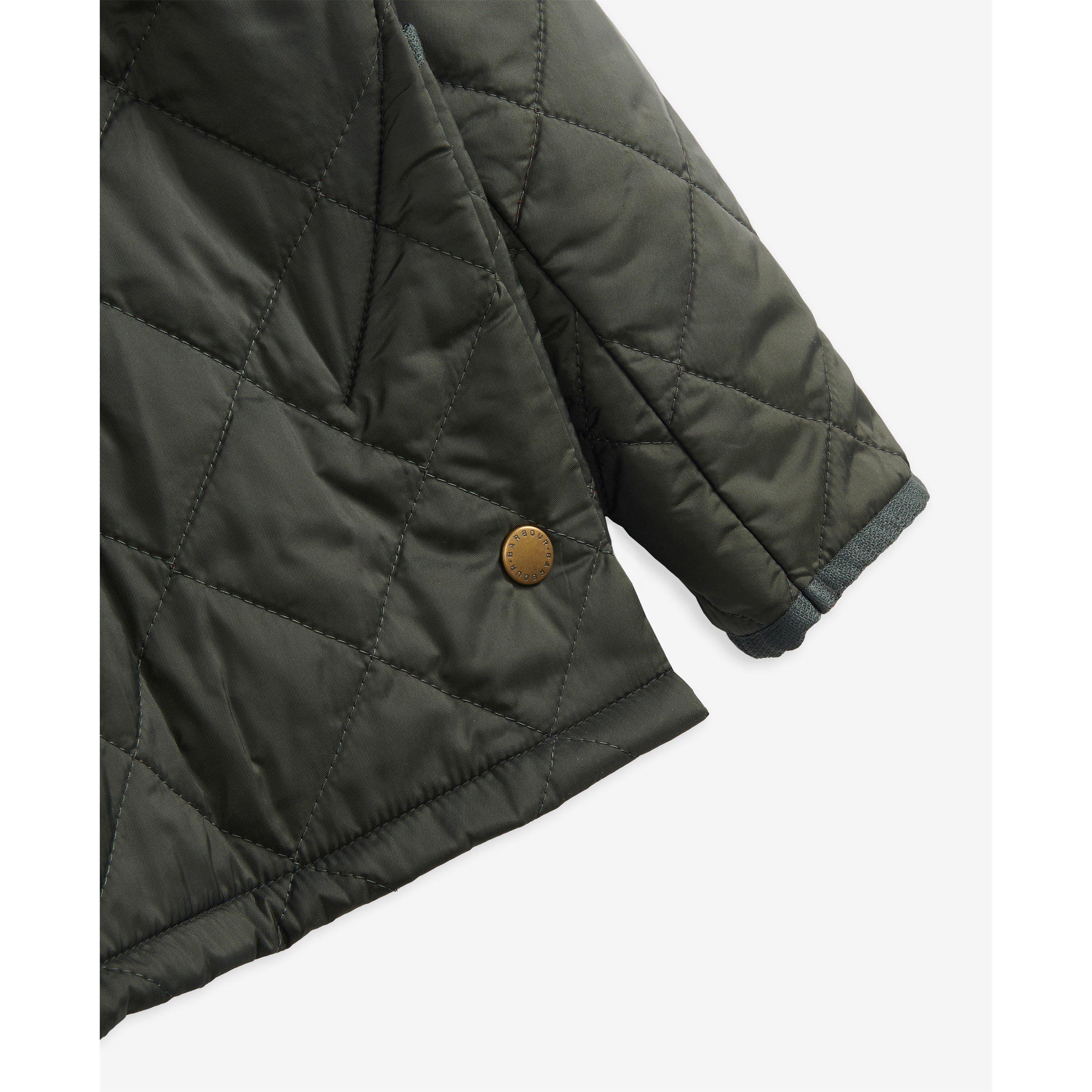 Olive - OL75 - Barbour - Unisex Kids Liddesdale Diamond Quilted Wind Resistant Long Sleeve Quilted Jacket - 6