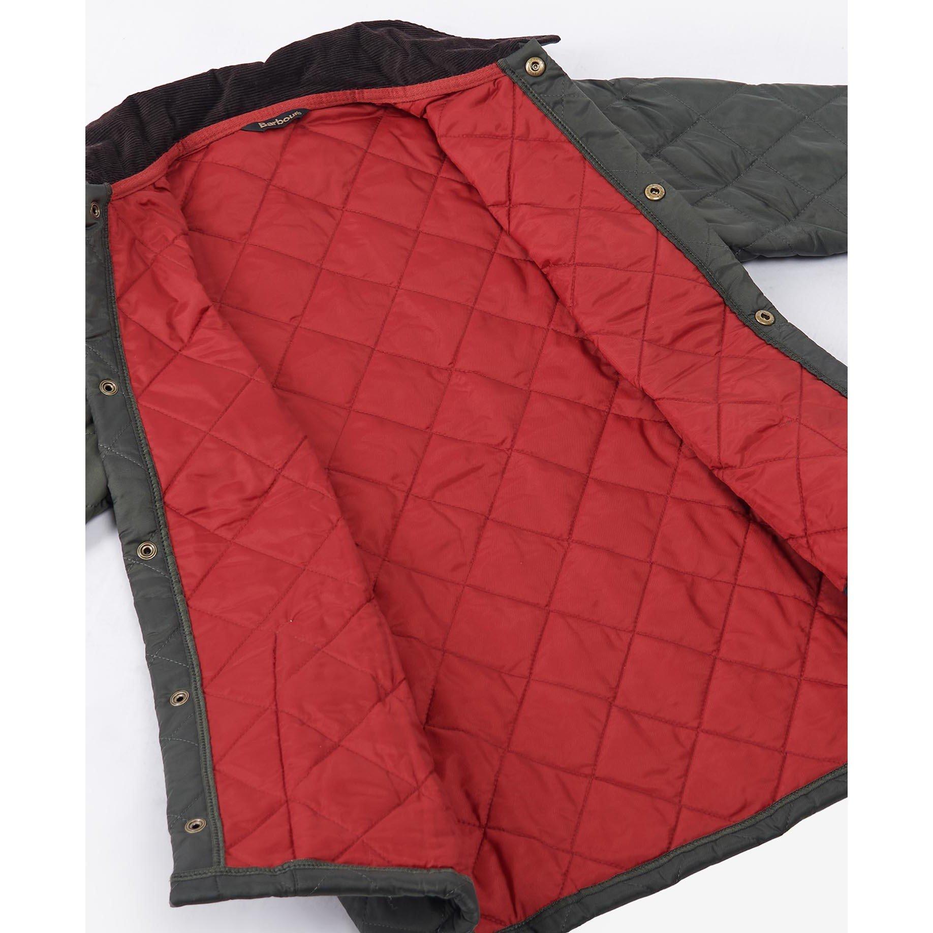 Olive - OL75 - Barbour - Unisex Kids Liddesdale Diamond Quilted Wind Resistant Long Sleeve Quilted Jacket - 7