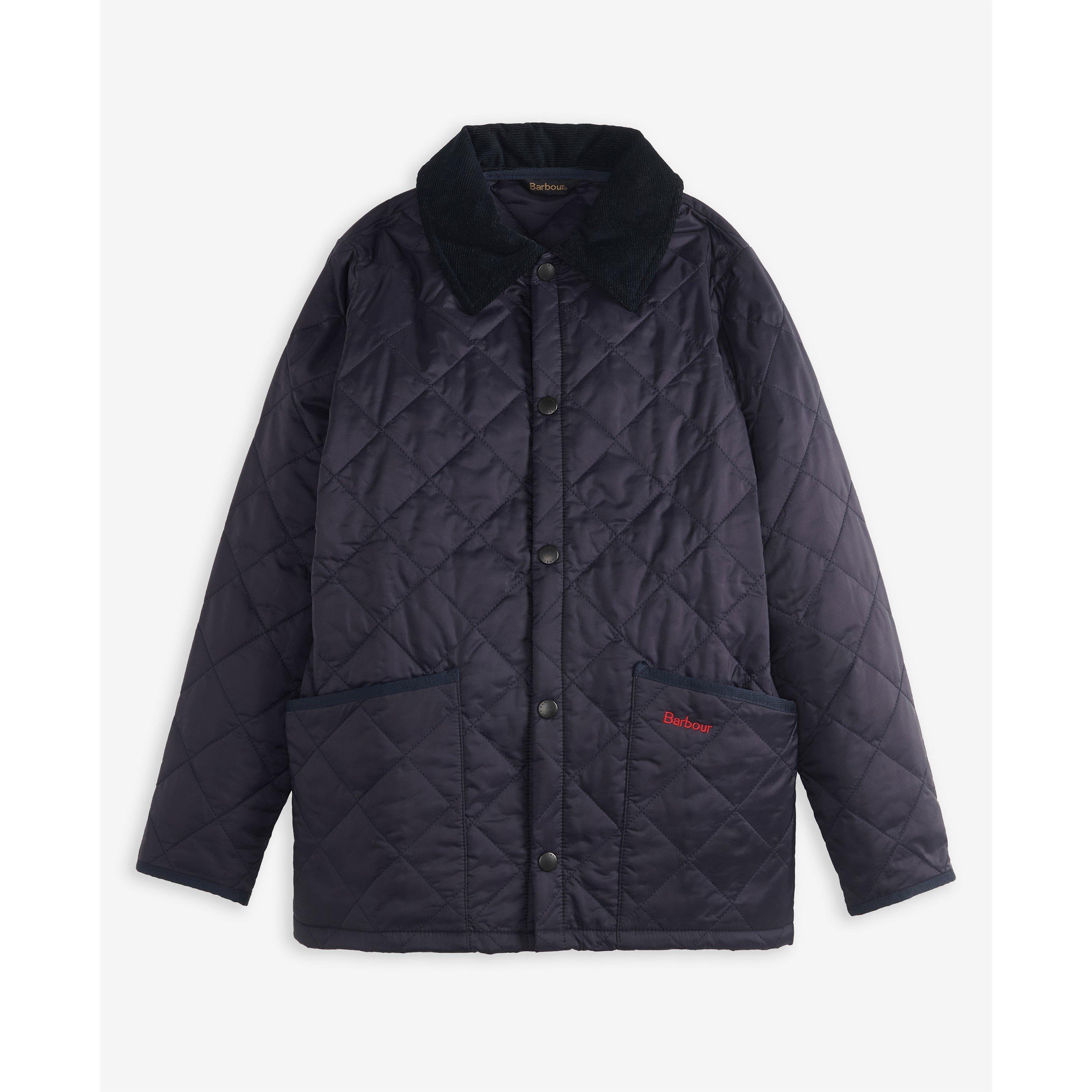 Navy - NY95 - Barbour - Unisex Kids Liddesdale Diamond Quilted Wind Resistant Long Sleeve Quilted Jacket - 2