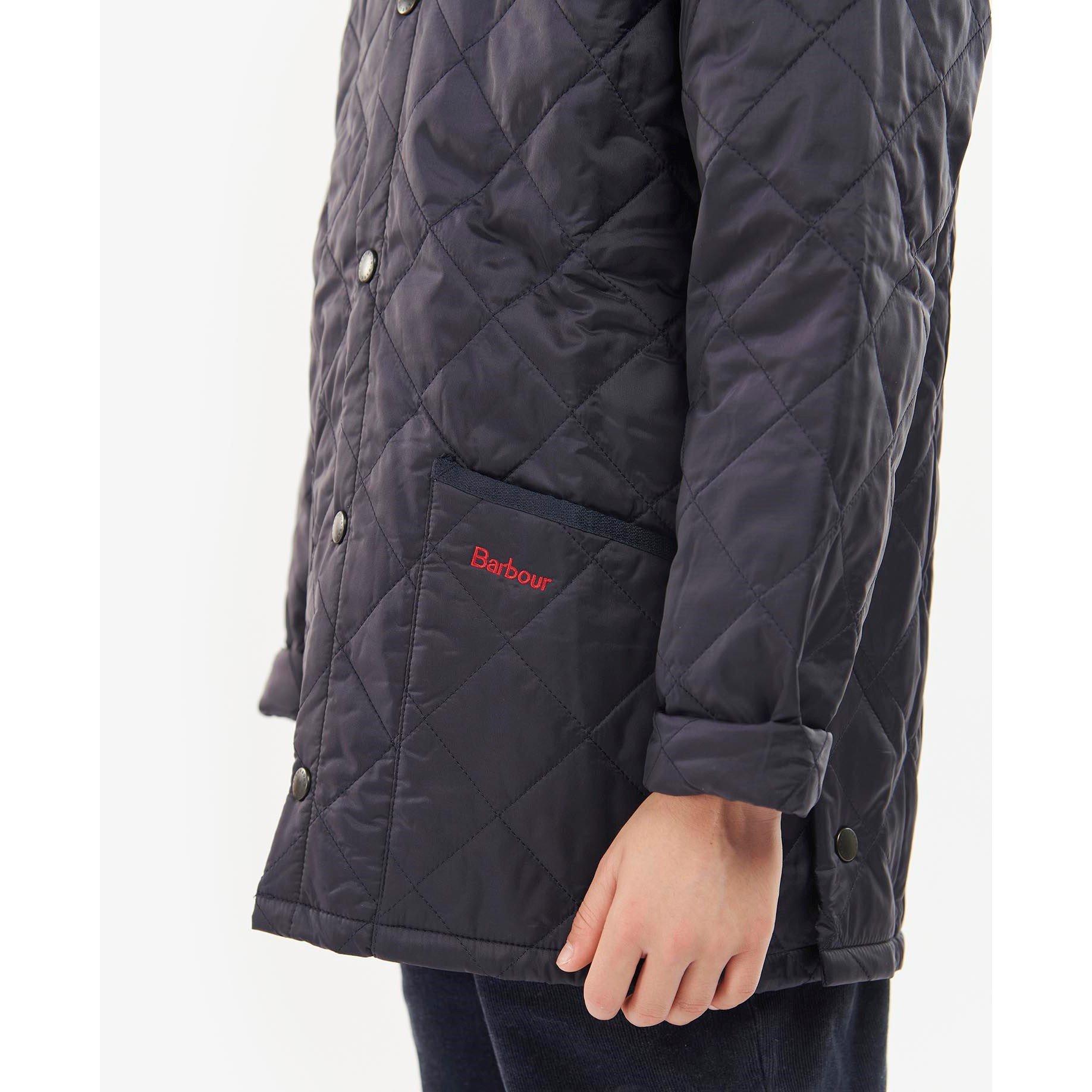 Navy - NY95 - Barbour - Unisex Kids Liddesdale Diamond Quilted Wind Resistant Long Sleeve Quilted Jacket - 9