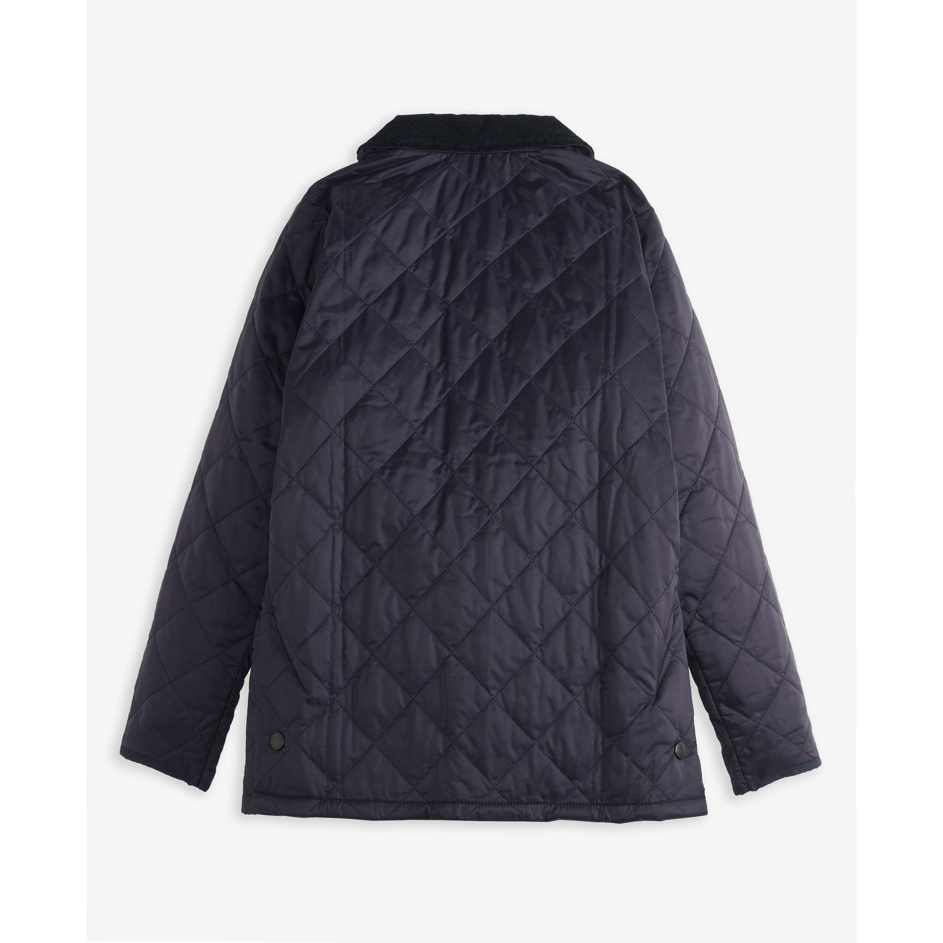 Navy - NY95 - Barbour - Unisex Kids Liddesdale Diamond Quilted Wind Resistant Long Sleeve Quilted Jacket - 3