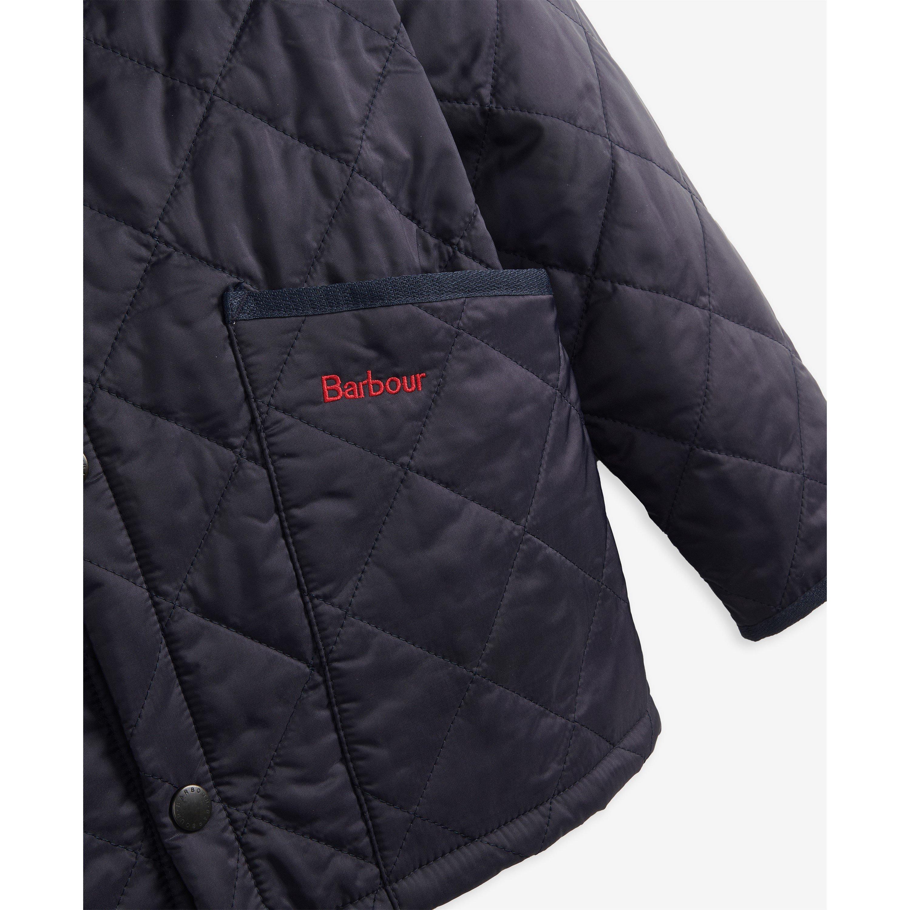 Navy - NY95 - Barbour - Unisex Kids Liddesdale Diamond Quilted Wind Resistant Long Sleeve Quilted Jacket - 4